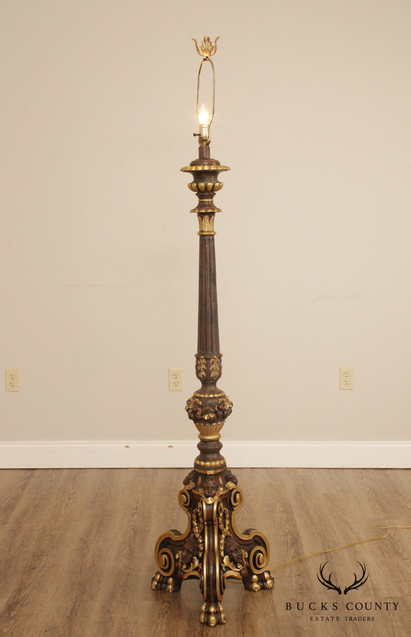 Fine Art Lamps Partial Gilt Baroque Carved Floor Lamp