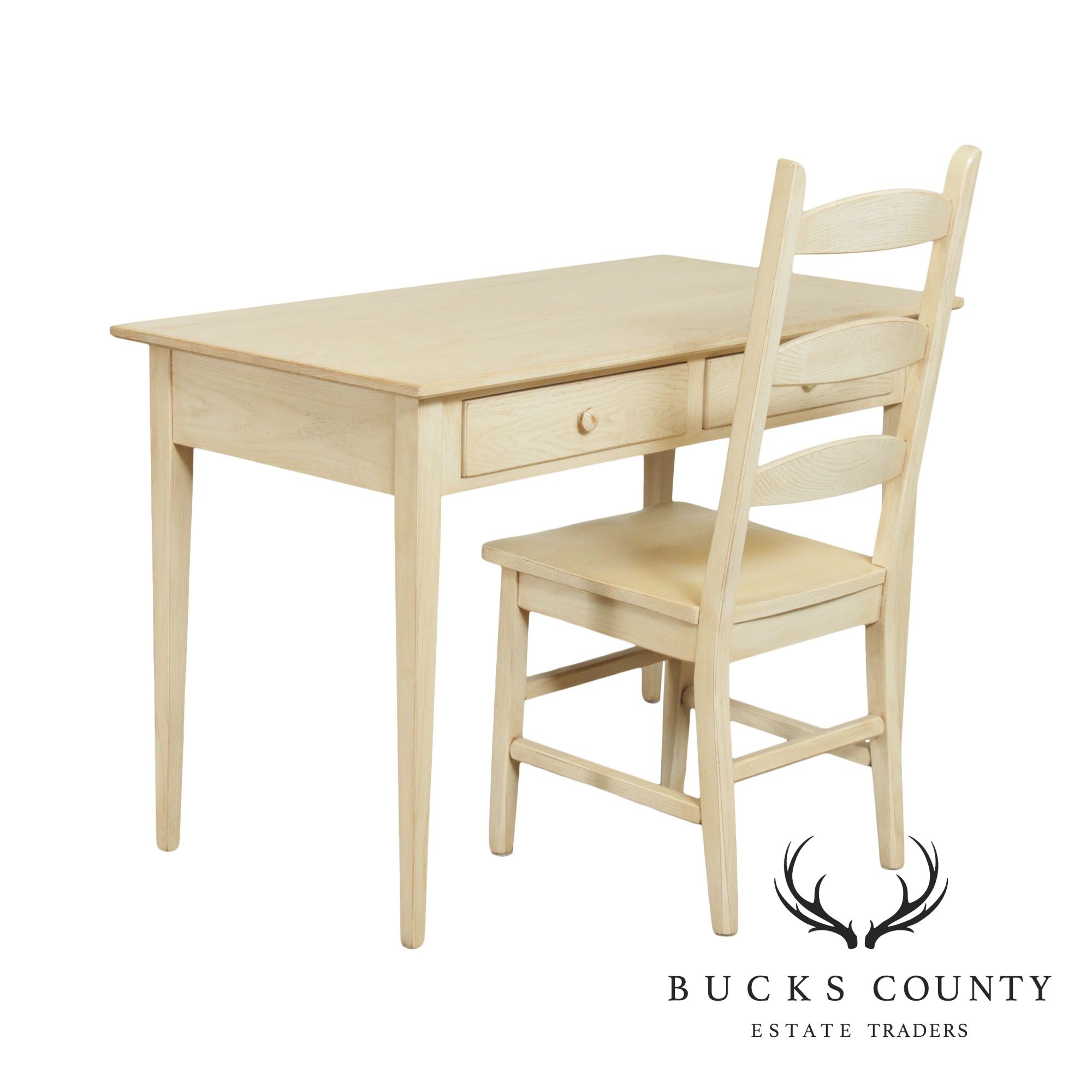 Hunt Country Furniture White Finished Oak Writing Desk with Chair