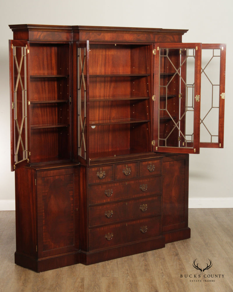 Trosby Furniture Georgian Style Mahogany Breakfront China Cabinet Bookcase