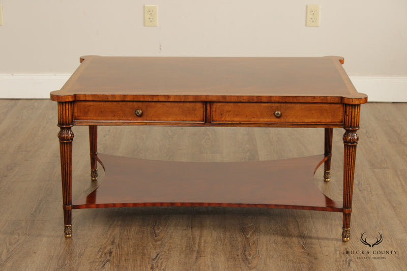 Quality Flame Mahogany Cocktail Table with Four Drawers