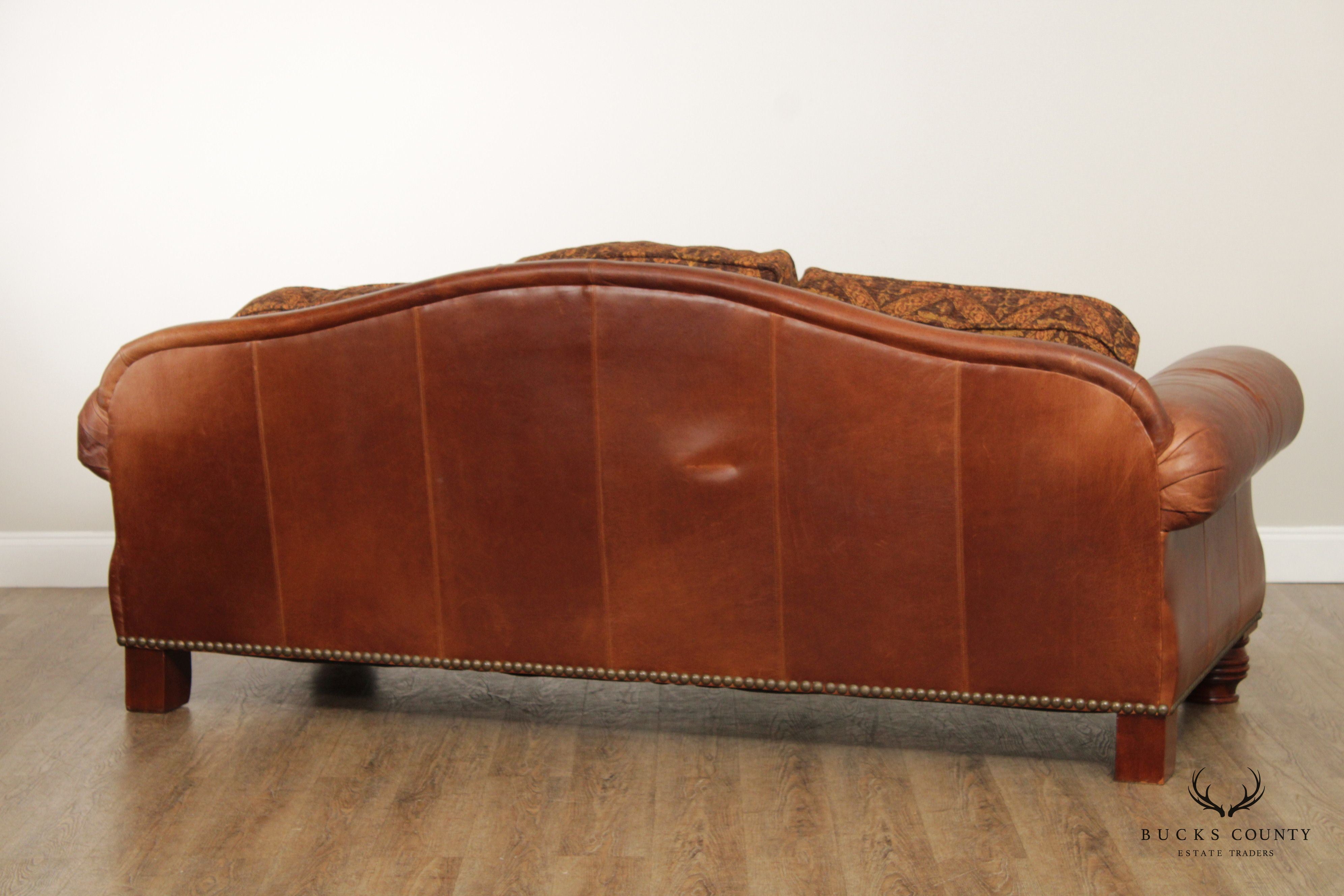 Lillian August Rustic Style Leather Sofa