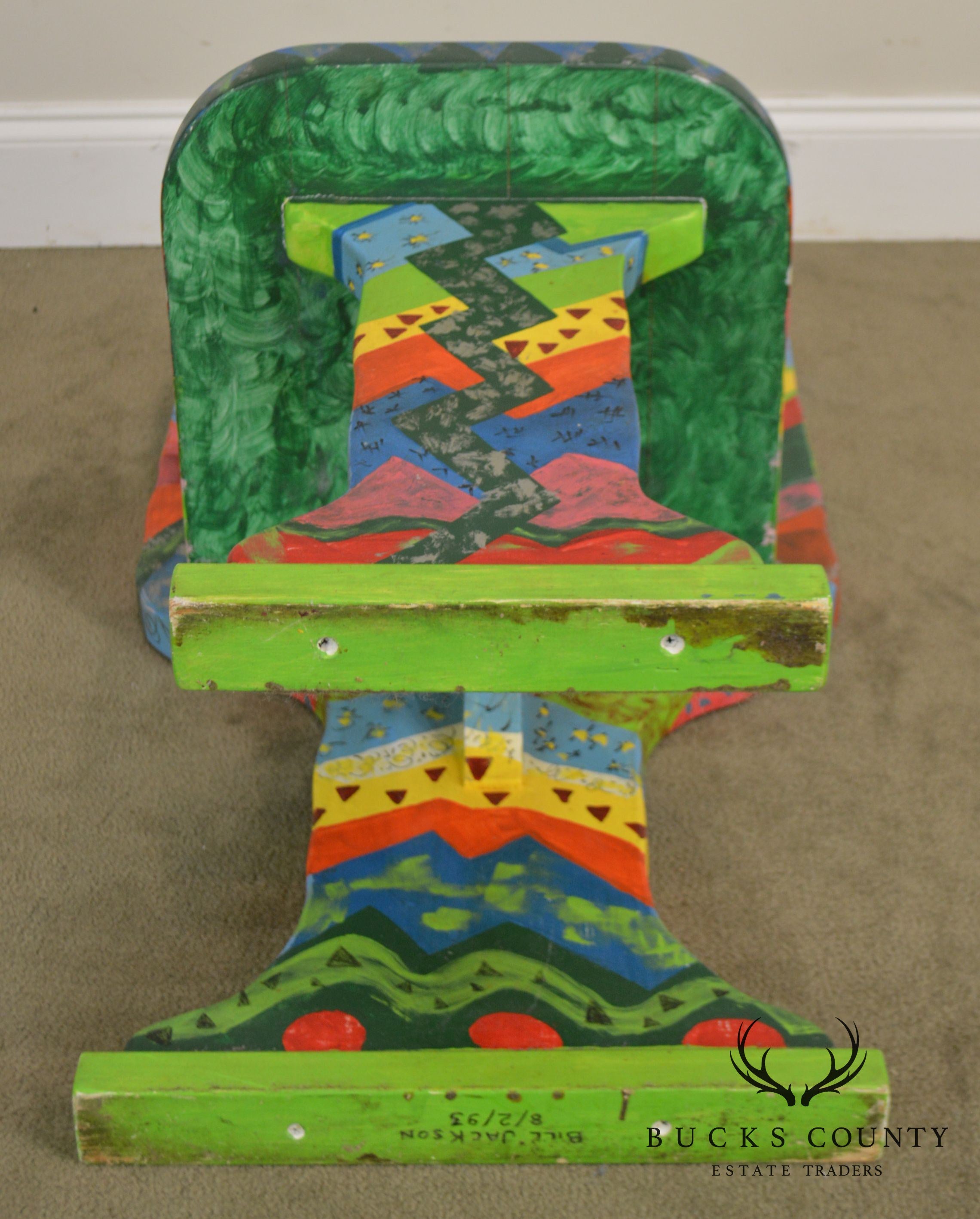 Bill Jackson Colorful Hand Painted Artist Signed Cactus Chair