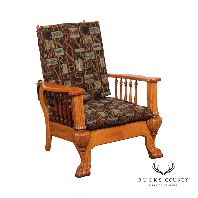 American victorian Carved Oak Morris Chair