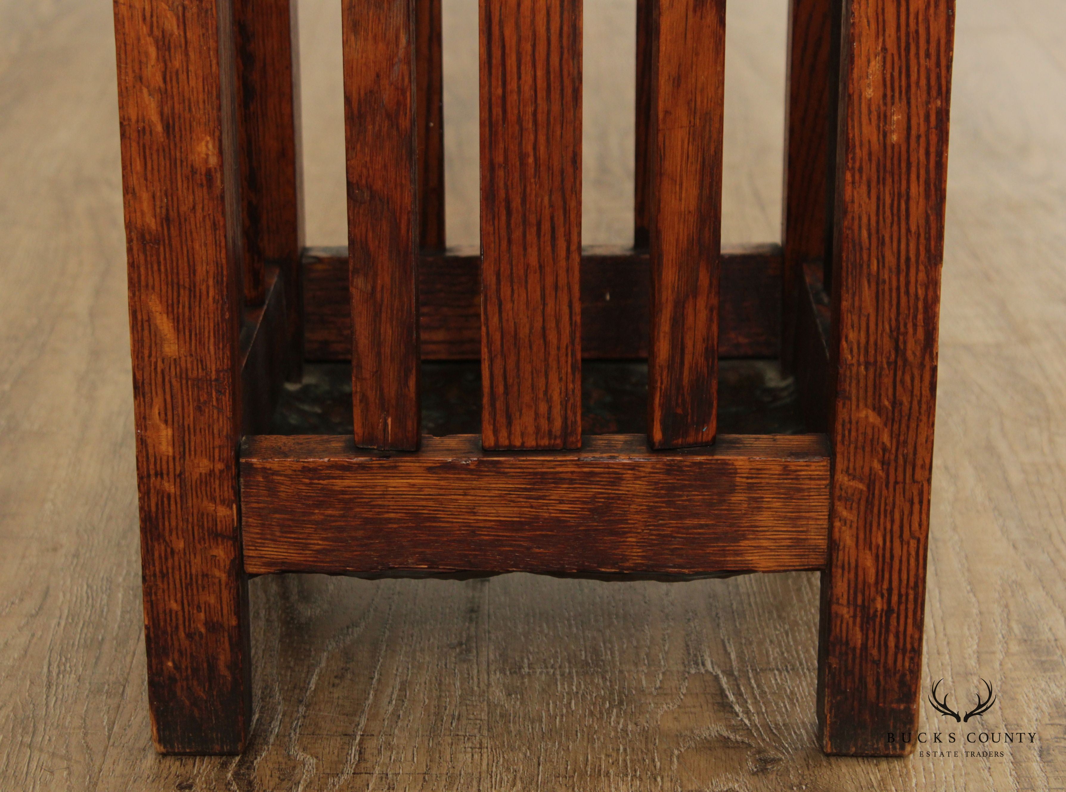 Antique Mission Style Oak Umbrella Stand