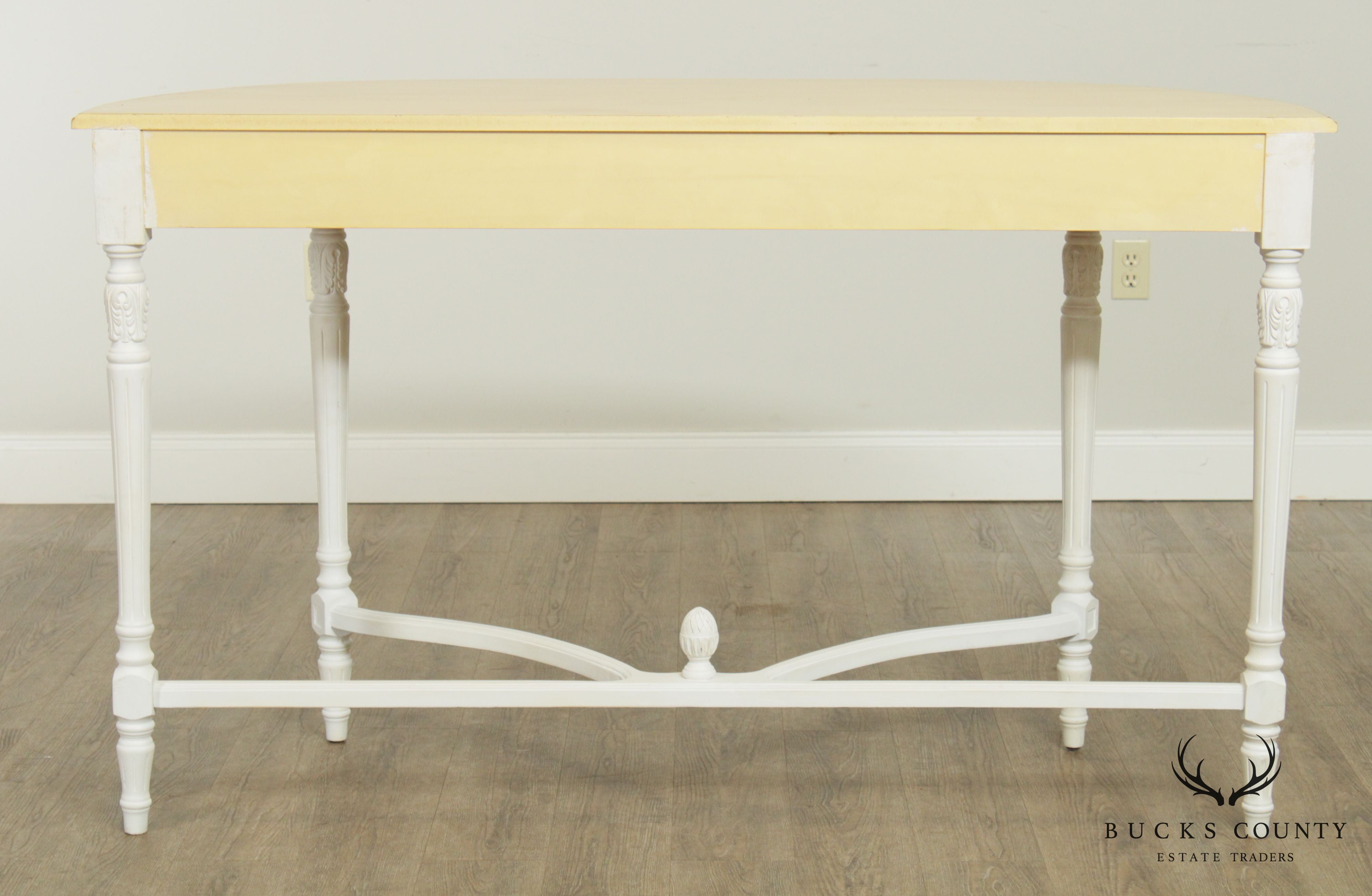 French Louis XVI Style Painted Demilune Console Table (B)