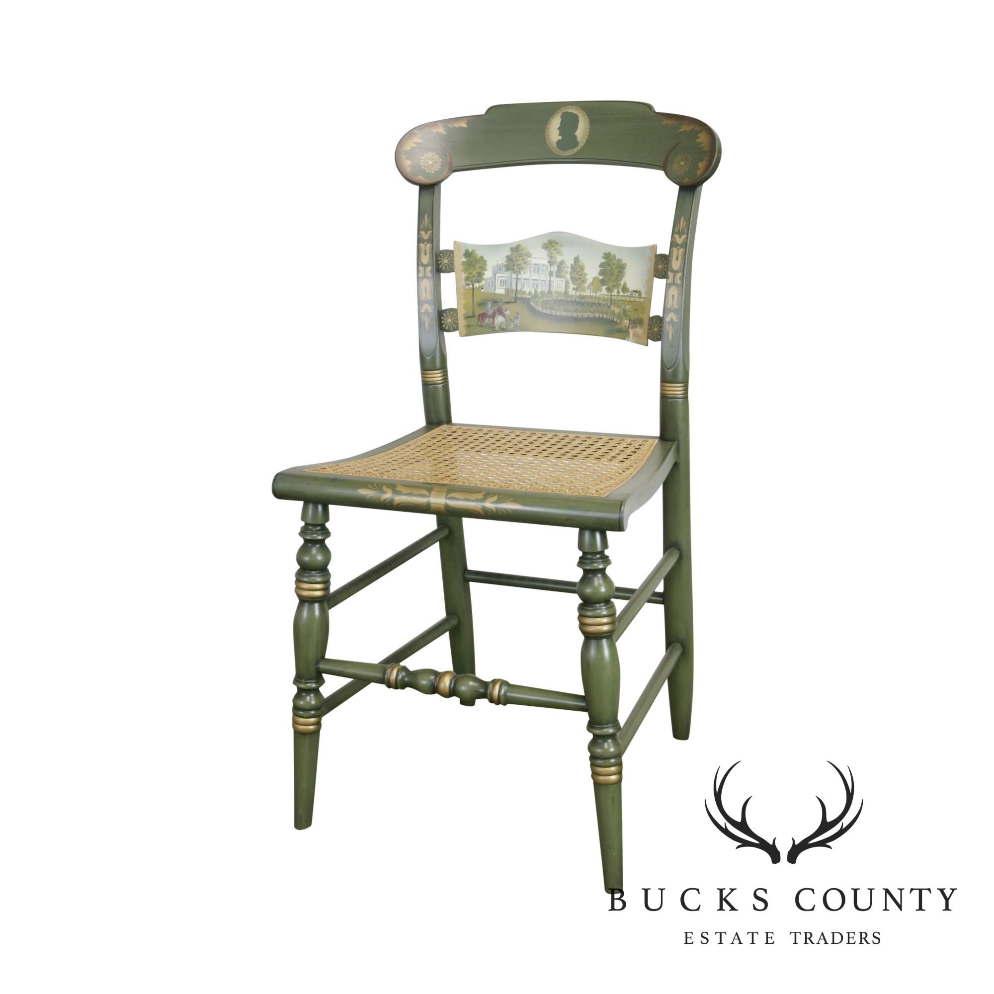 Hitchcock Green Painted "Andrew Jackson's Hermitage" Cane Seat Side Chair (B)