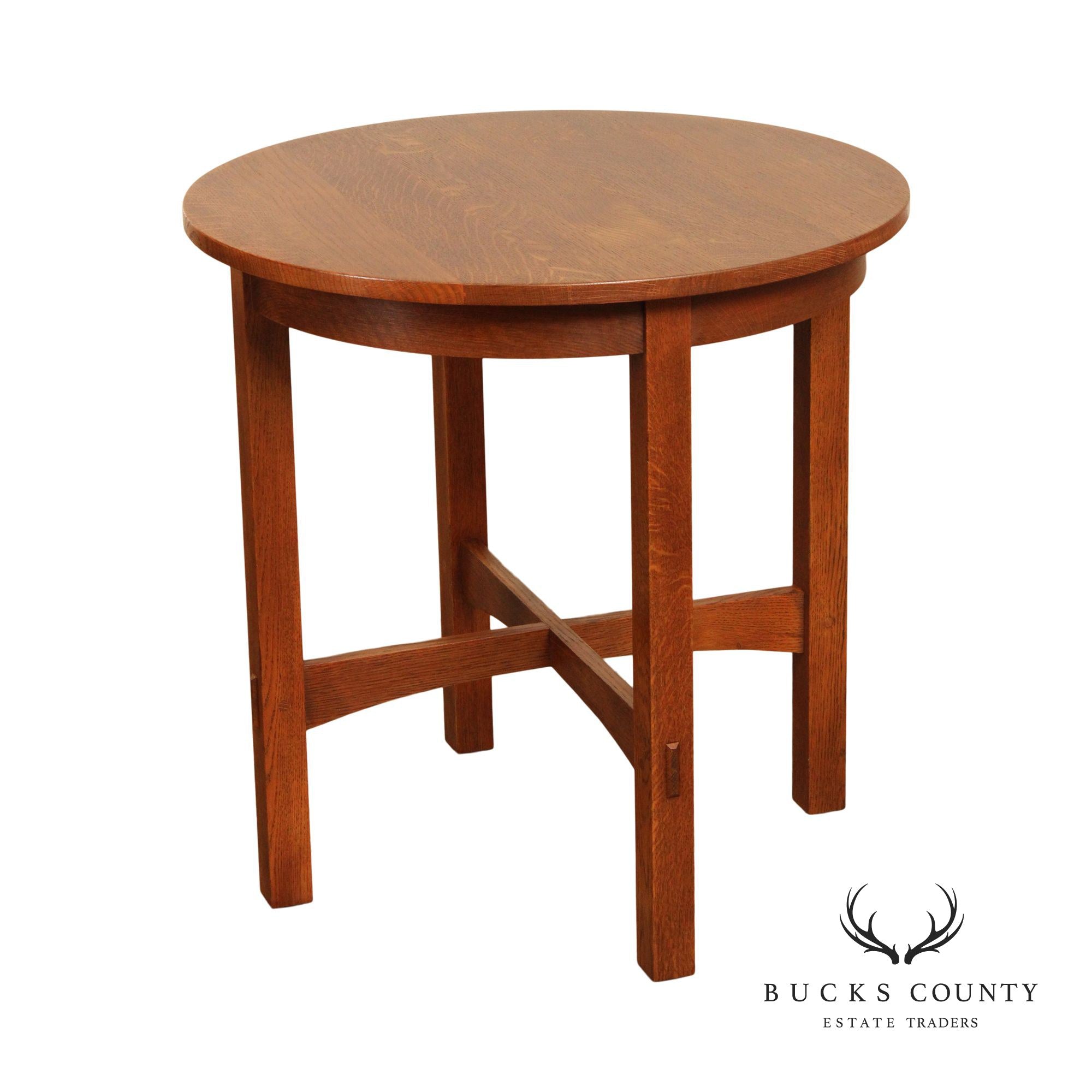 Stickley Mission Collection Oak Round Lamp Table