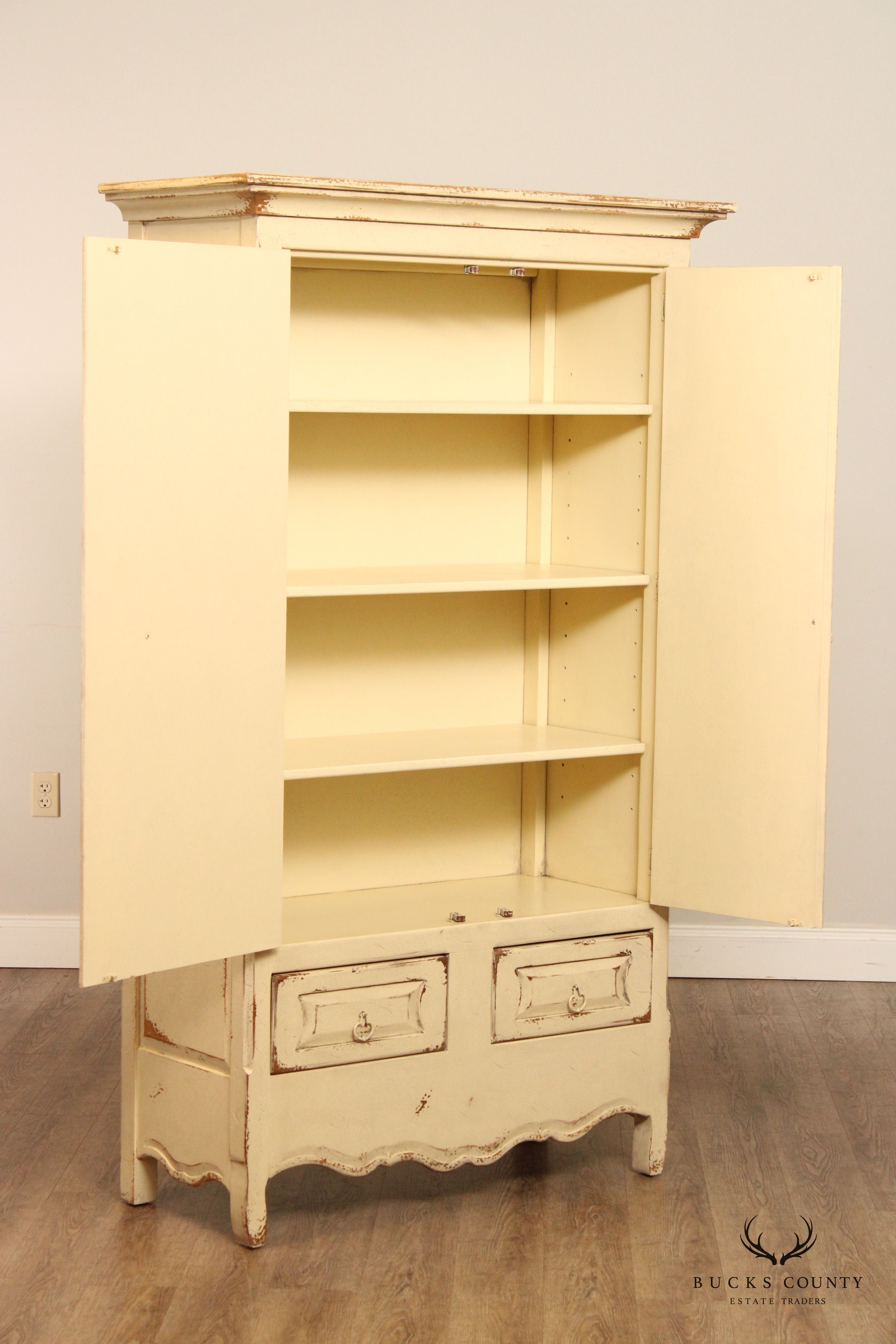 Habersham French Provincial Style Distress Painted Armoire