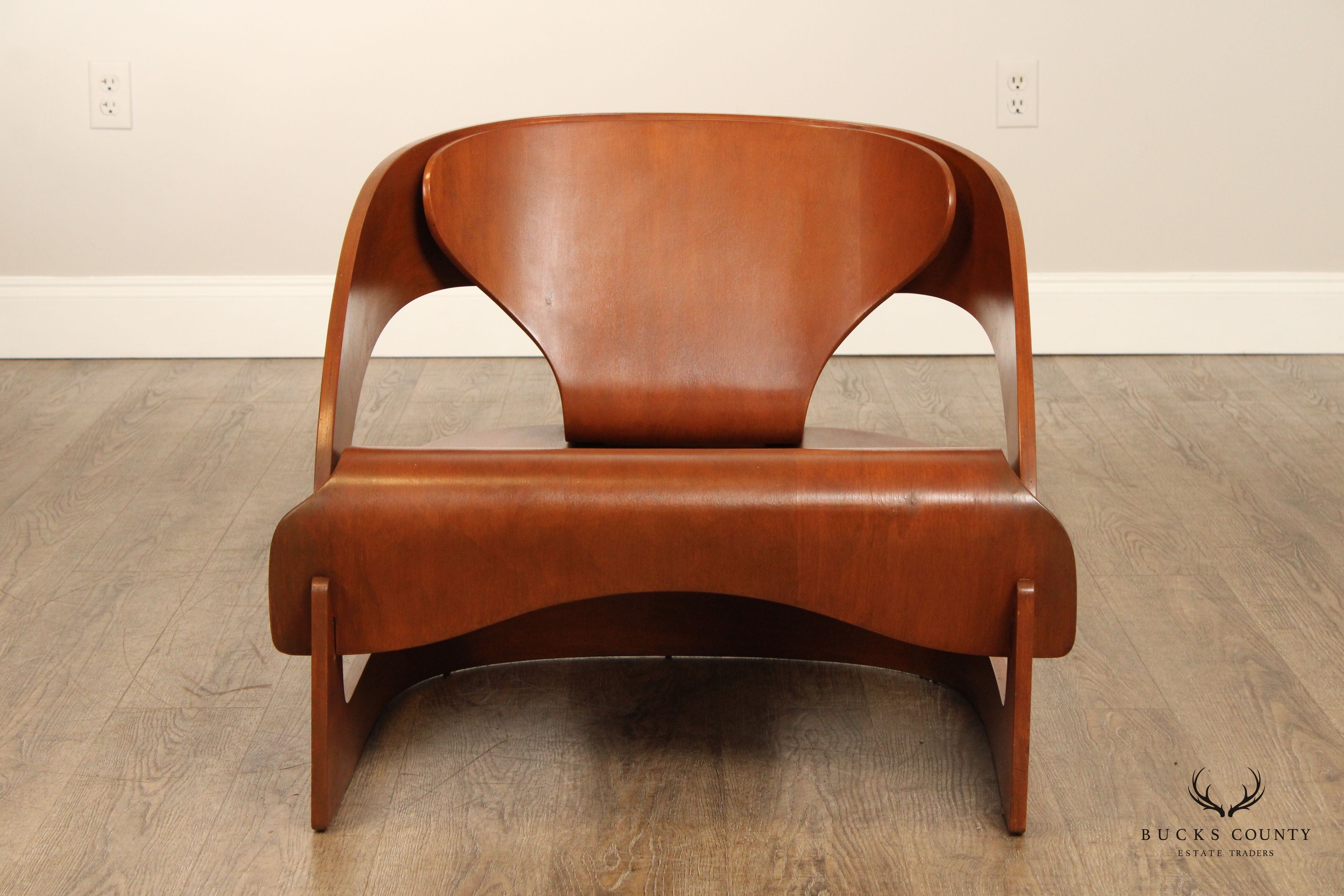 Joe Columbo Kartell Mid Century Modern Bentwood Low Armchair 4801