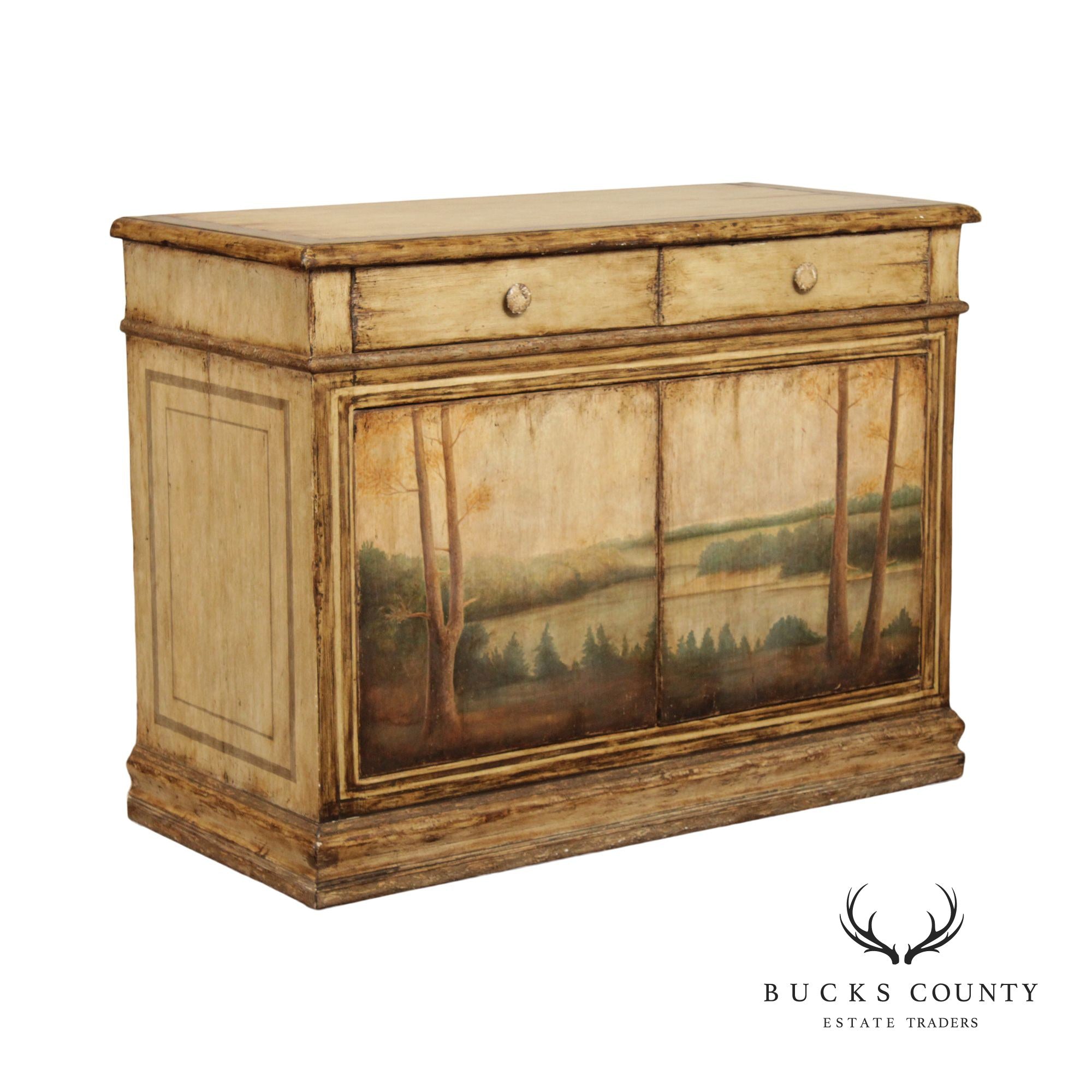 William Switzer 'Piedmonte' Landscape Painted Sideboard Cabinet