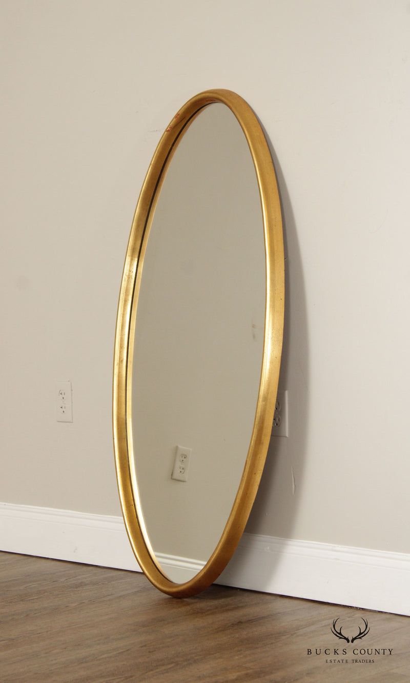 Mid Century Modern Giltwood Oval Wall Mirror