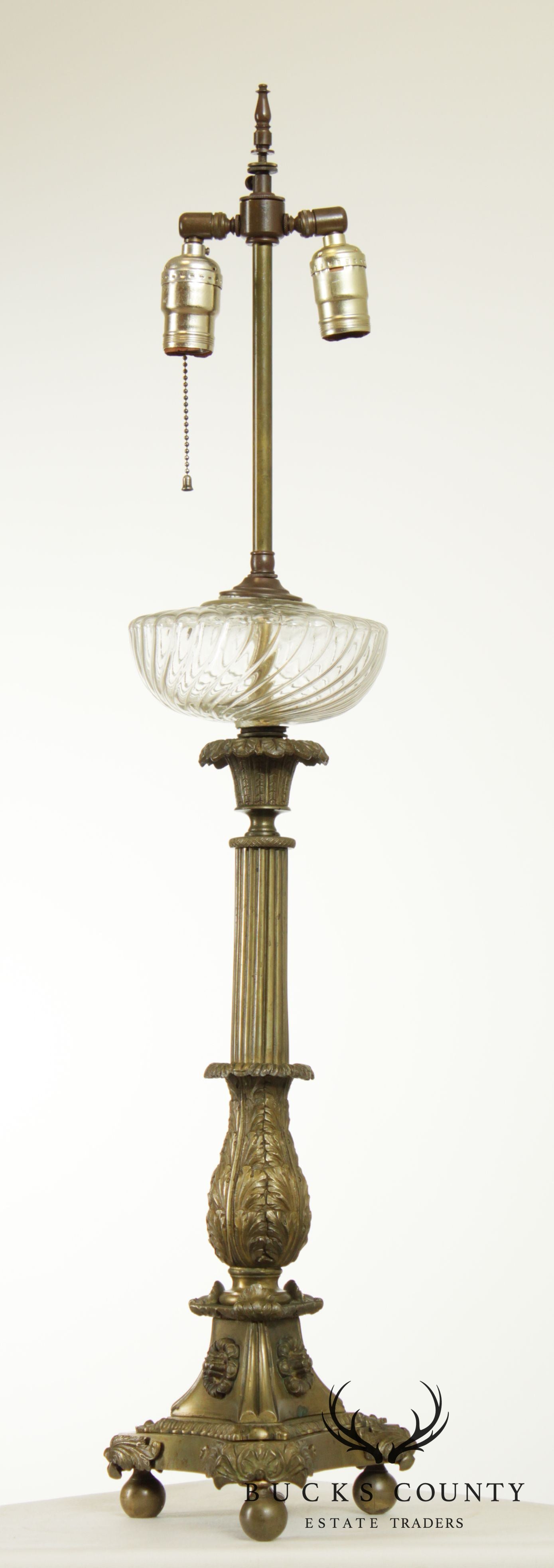 Antique 19th Century French Bronze Astral Table Lamp