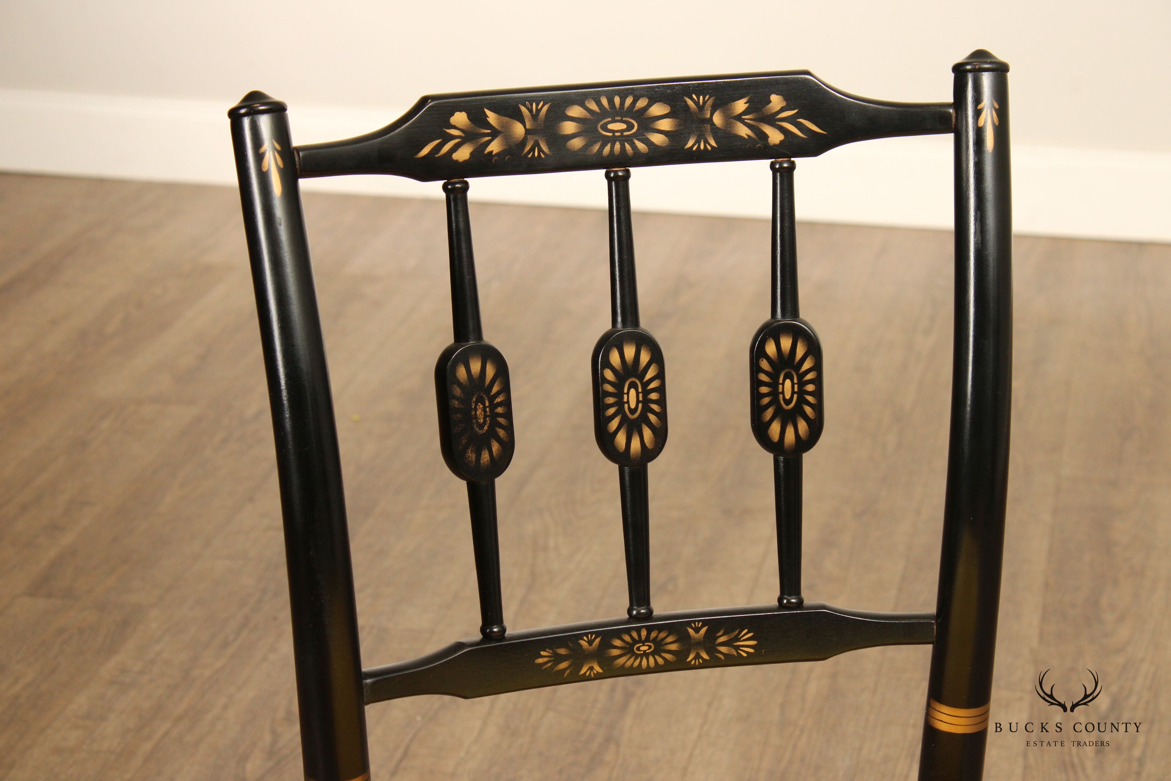 L. Hitchcock Black and Gold Stencil-Decorated Side Chair