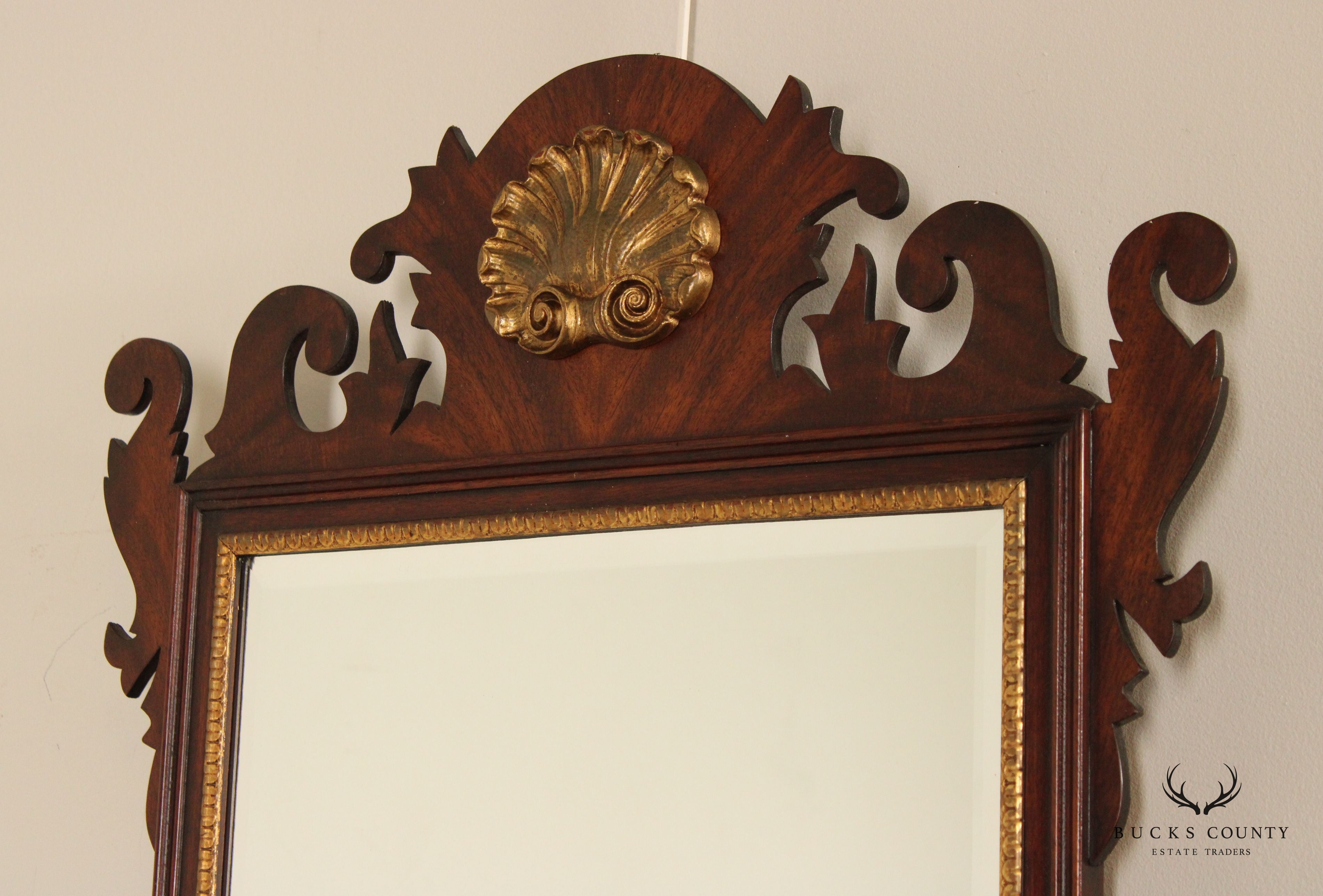 Henkel Harris Chippendale Style Mahogany Partial Gilt Wall Mirror