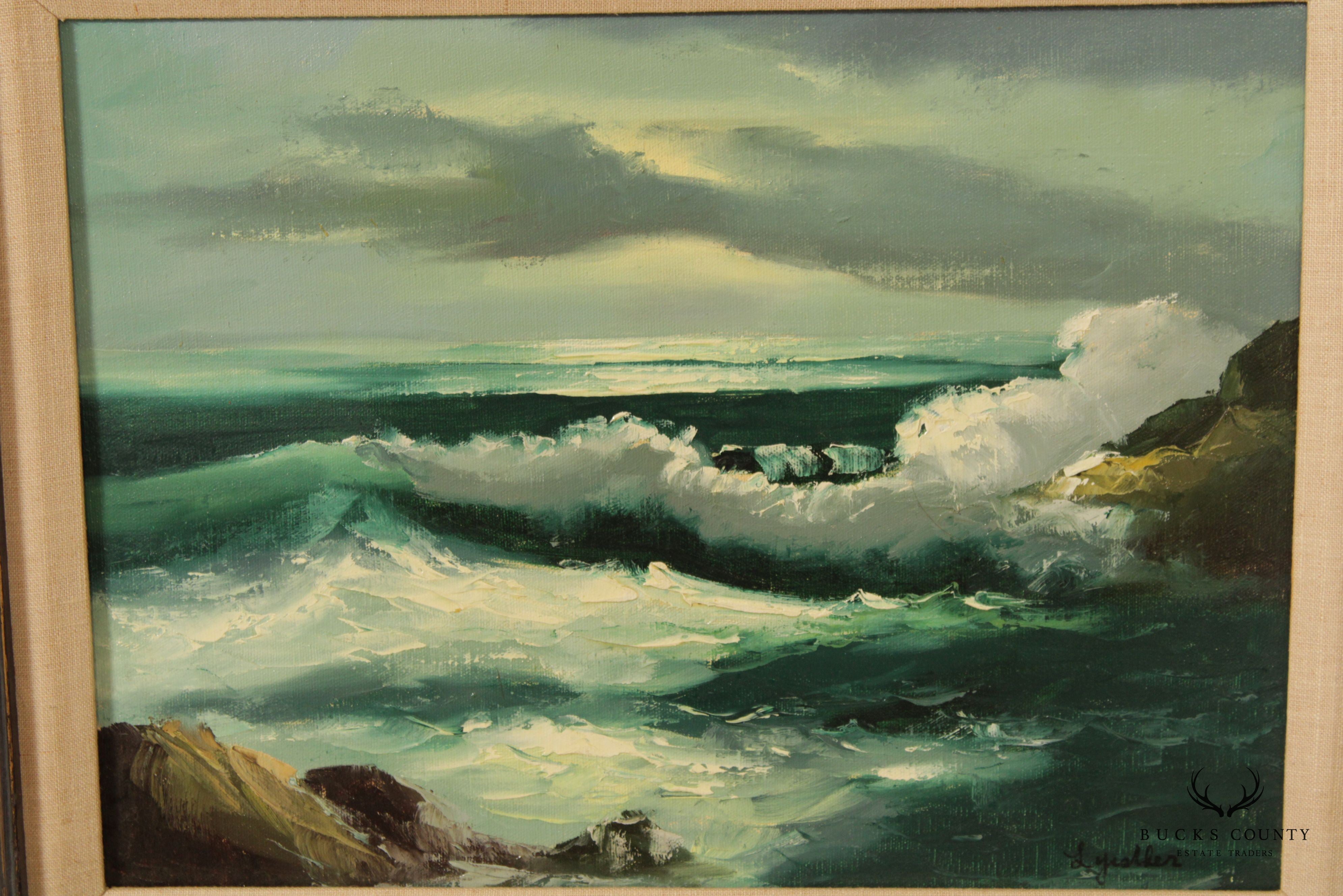 Vintage 20th C. Seascape Original Oil Painting, Signed