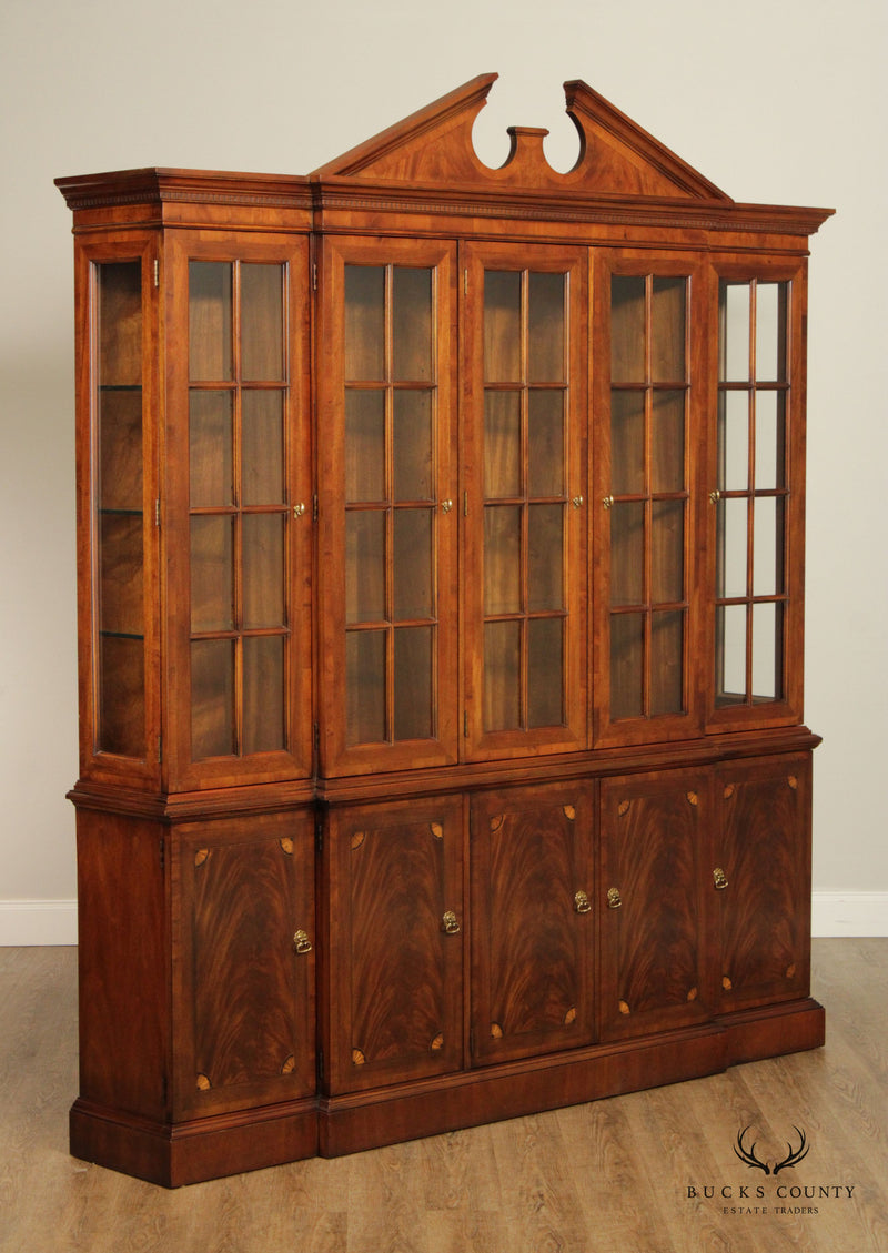 Drexel Heritage Regency Court Flame Mahogany Inlaid Breakfront China Cabinet