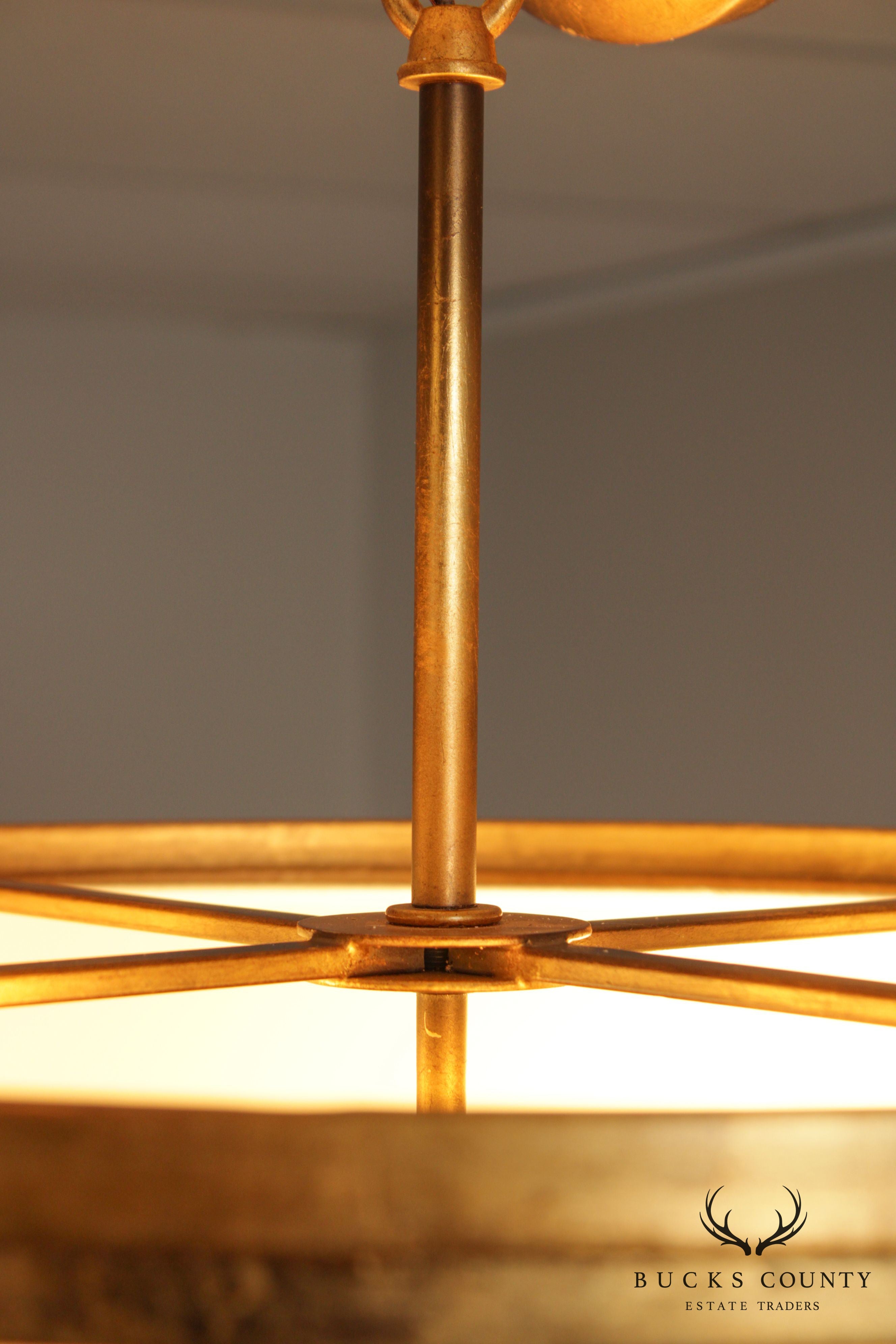 Mid Century Modern Style Gold Leaf Pendant Chandelier