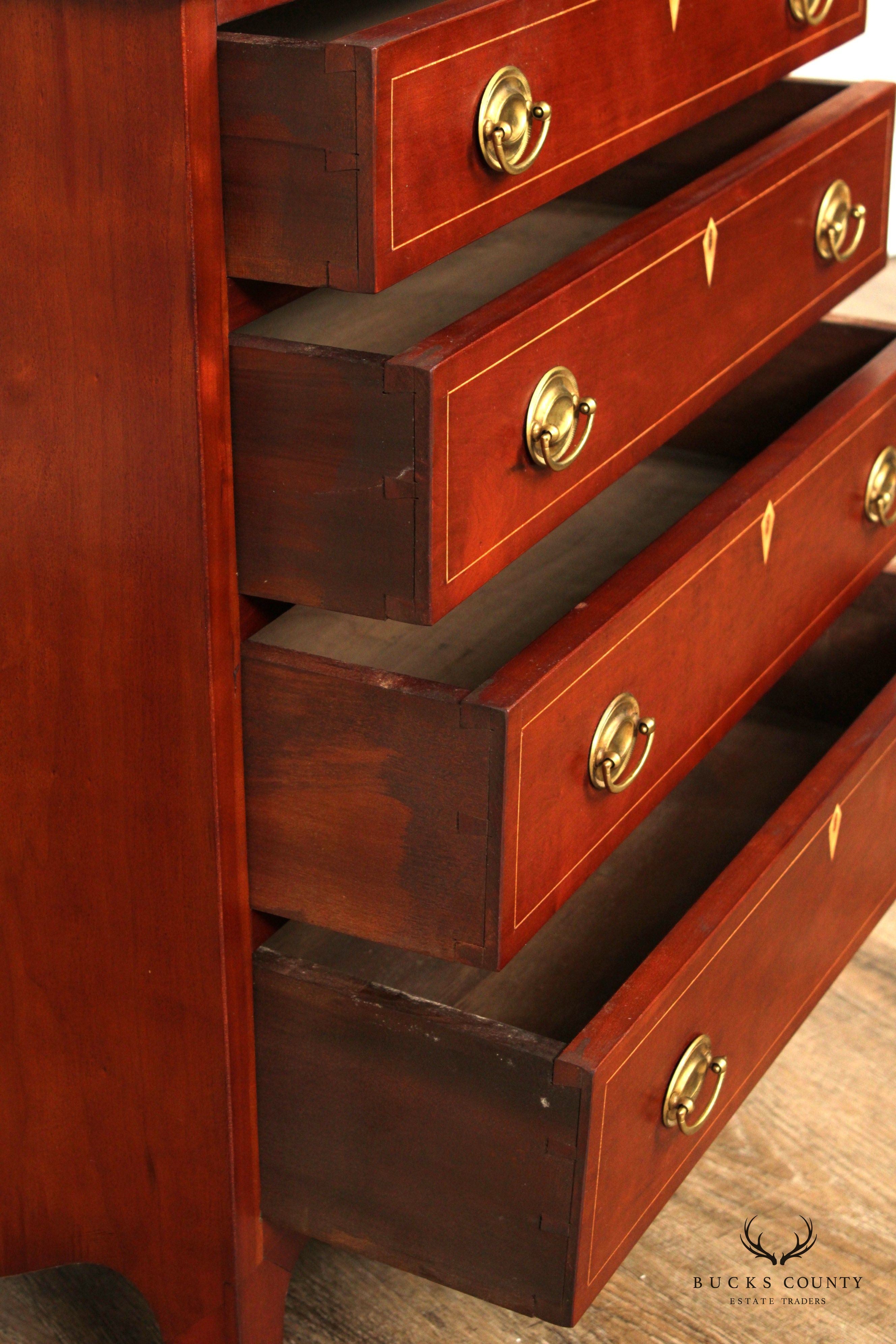 AMERICAN HEPPLEWHITE STYLE BENCH MADE CHERRY CHEST OF DRAWERS