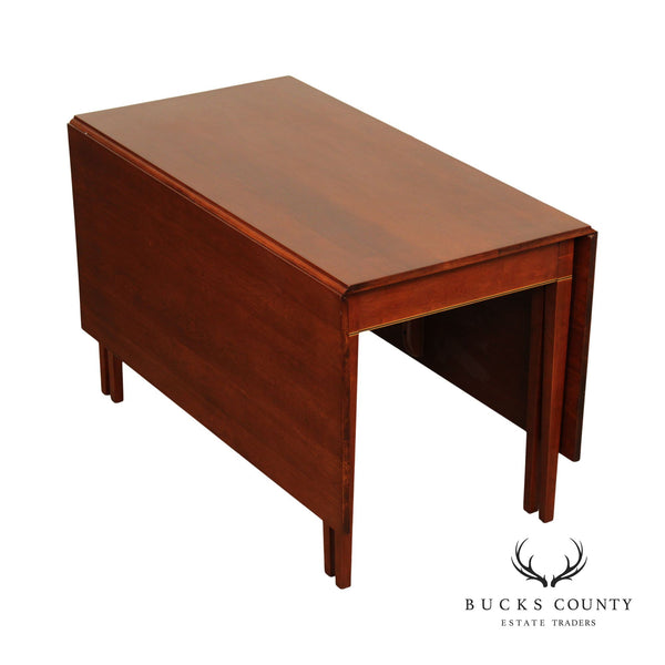 Vintage Federal Style Custom Drop-Leaf Inlaid Cherry Table