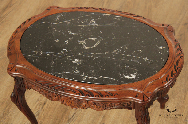 French Louis XV Style Marble Top Coffee Table