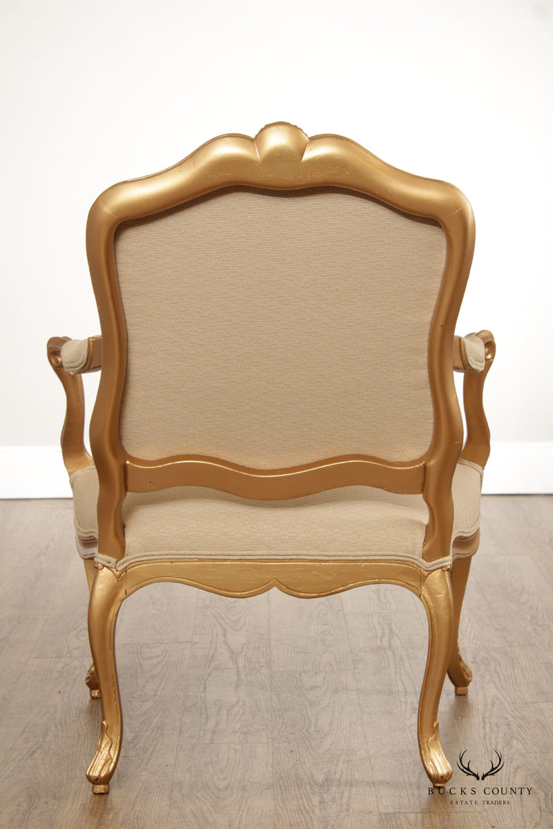 Antique French Louis XV Style Giltwood Fauteuil Armchair