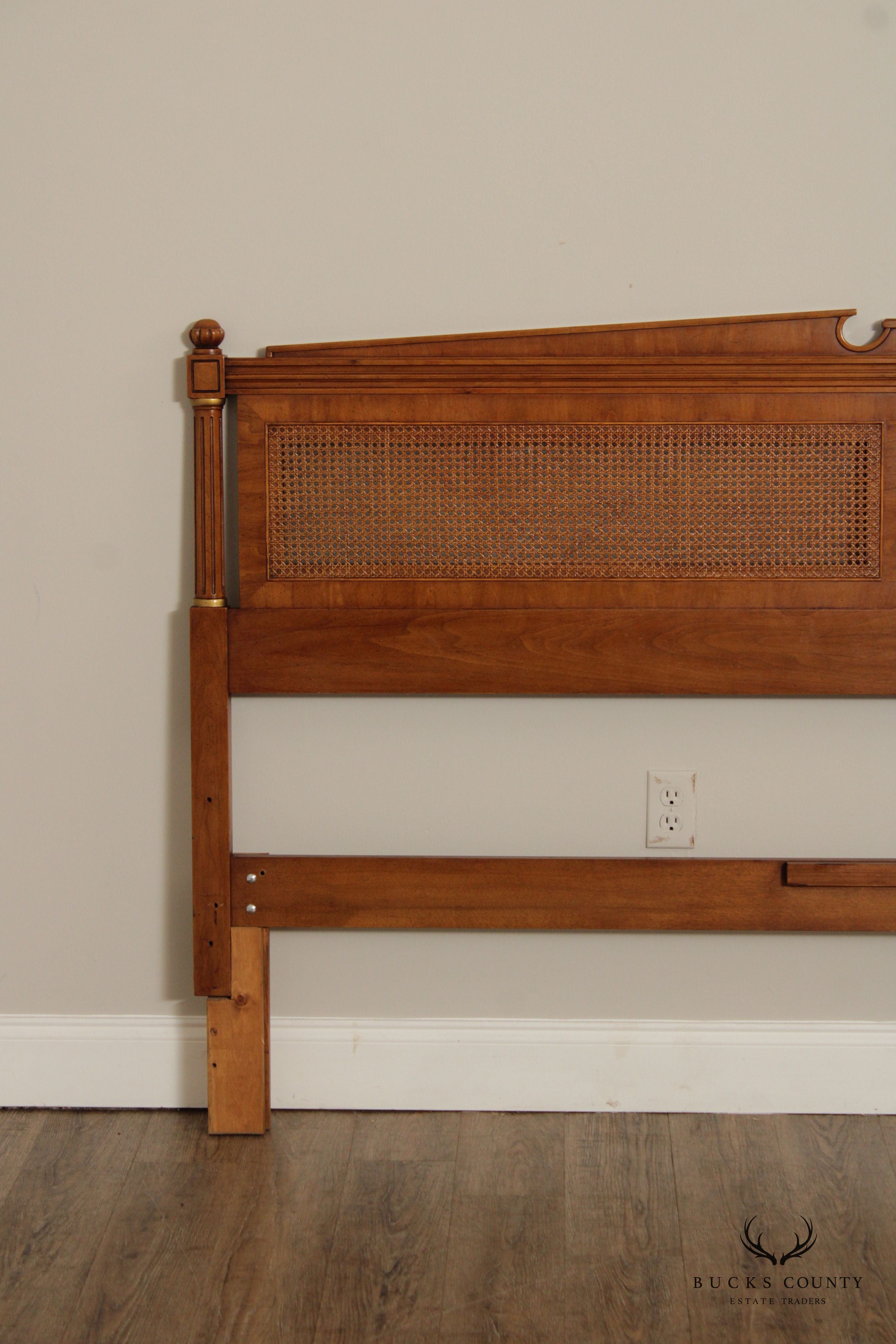 Henredon Regency Style King Size Walnut And Cane Headboard