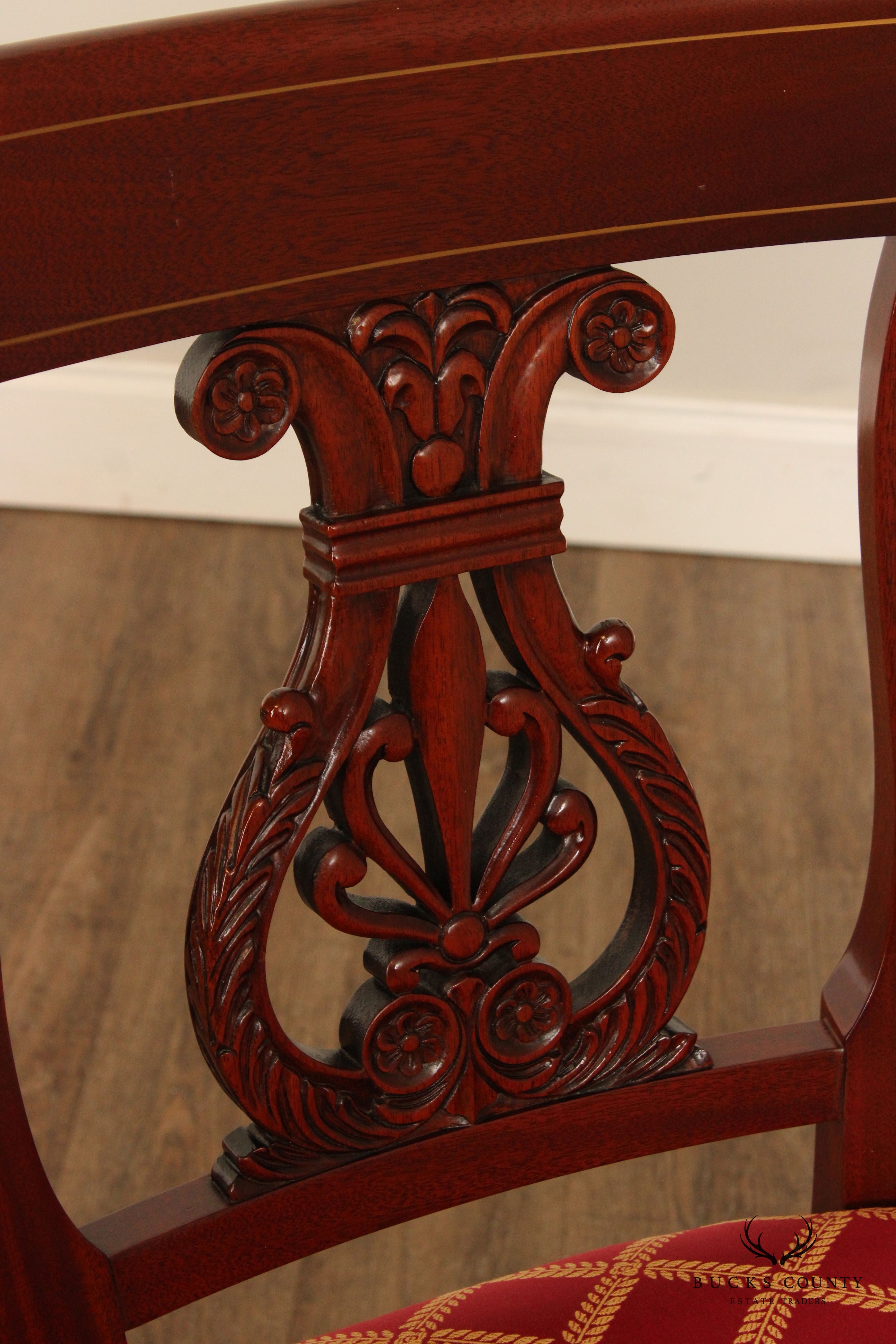 Kindel Neoclassical Style Set of Eight Mahogany Dining Chairs