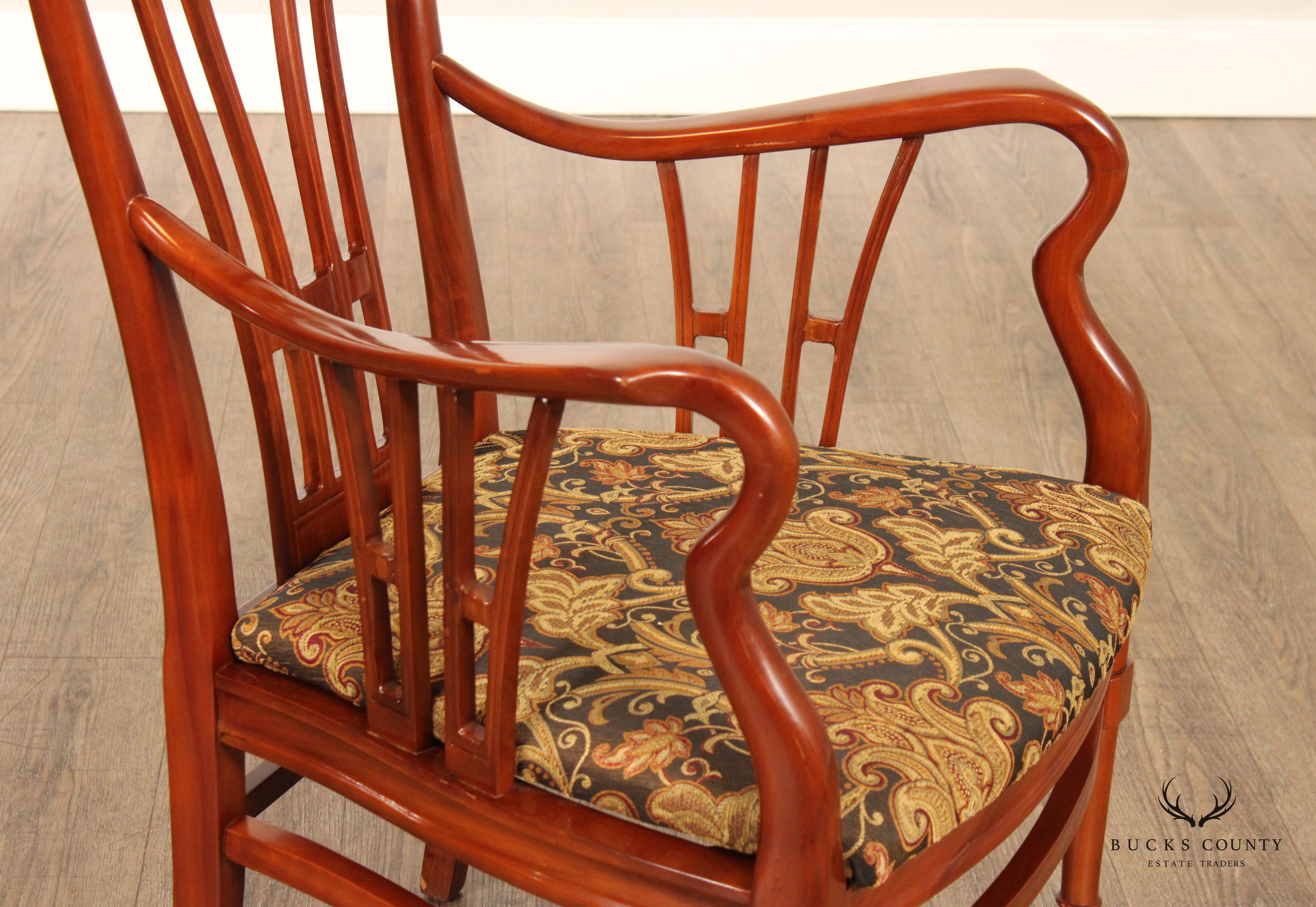 Vintage Pair of Carved High Balloon-Back Dining Armchairs