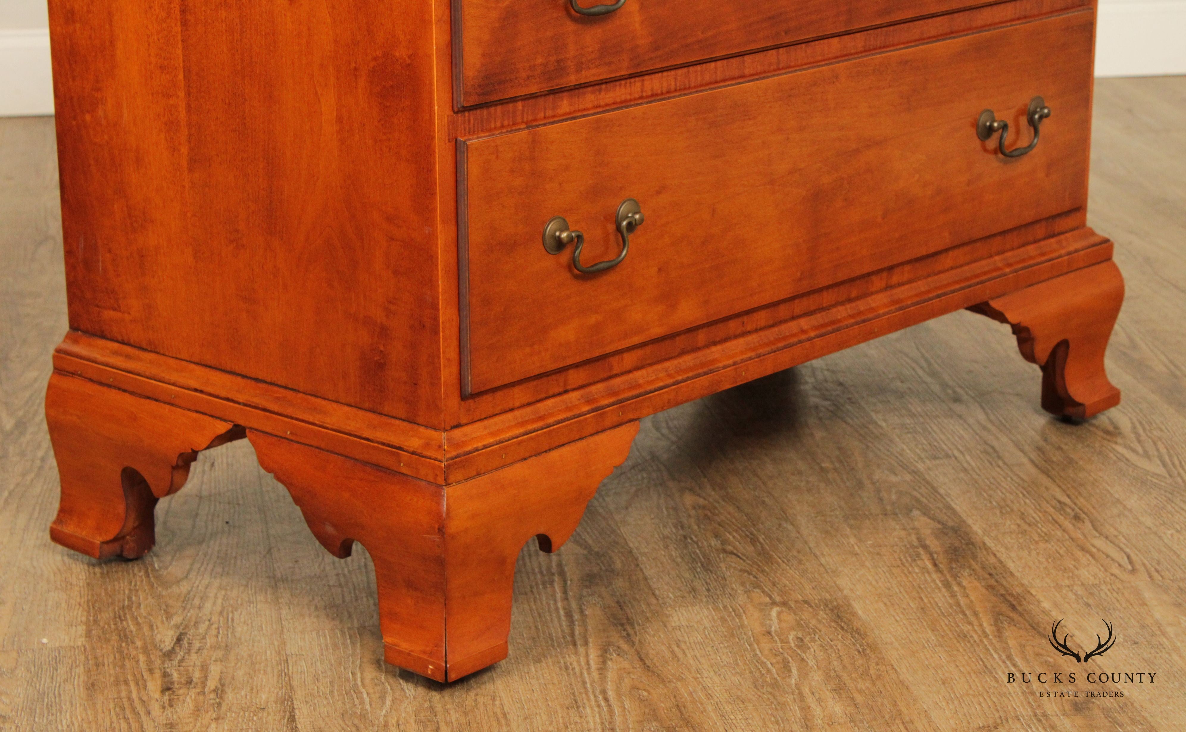 Chippendale Style Pair of Hand Crafted Maple Four Drawer Chests