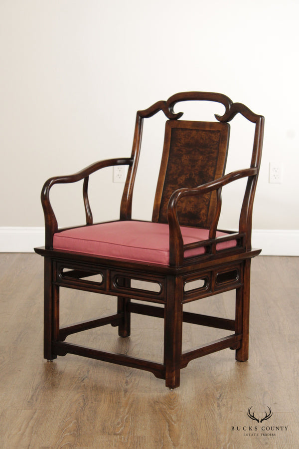 Century Chair Company Chinese Ming Style Burlwood Armchair