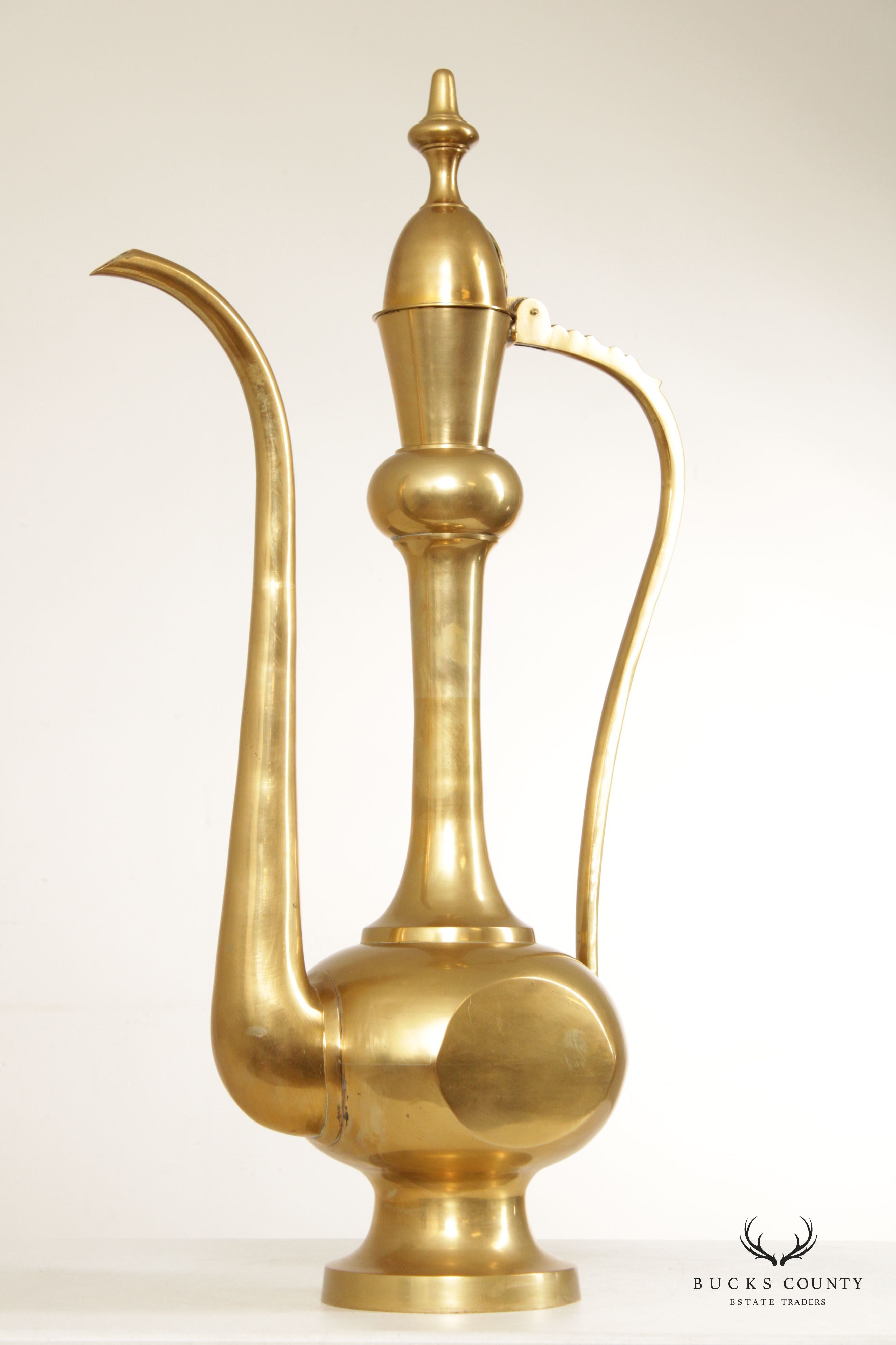 Moorish Style Tall Decorative Solid Brass Ewer