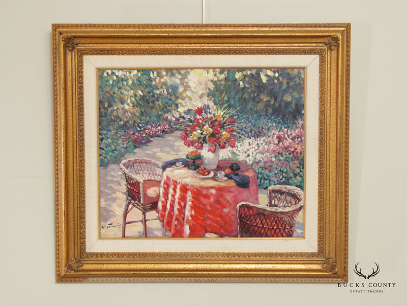 Vintage 'Garden Retreat' Original Oil Painting, Signed 'W. Francis'
