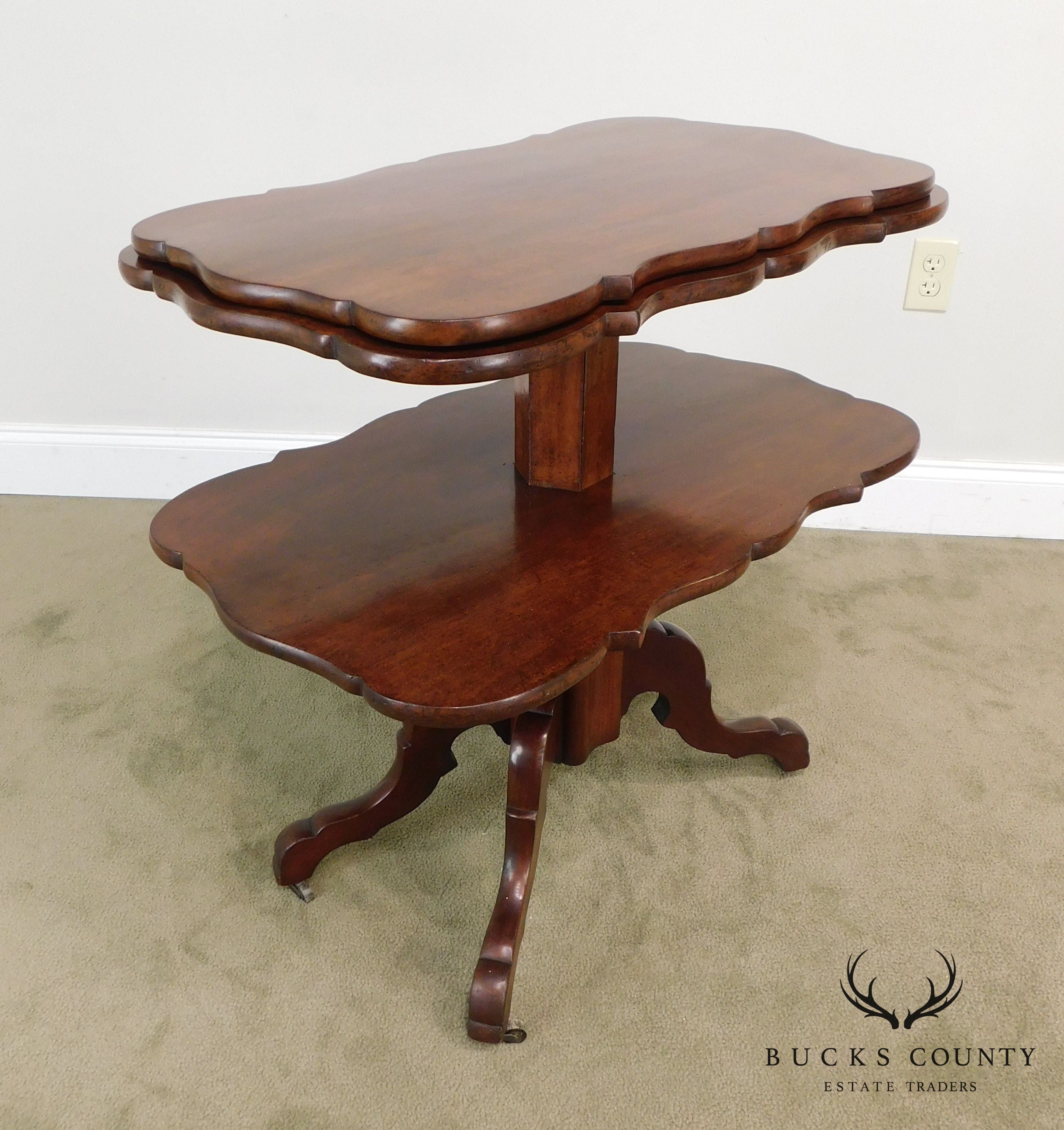 English Regency Antique Mahogany Metamorphic 3 Tier Dumb Waiter Table