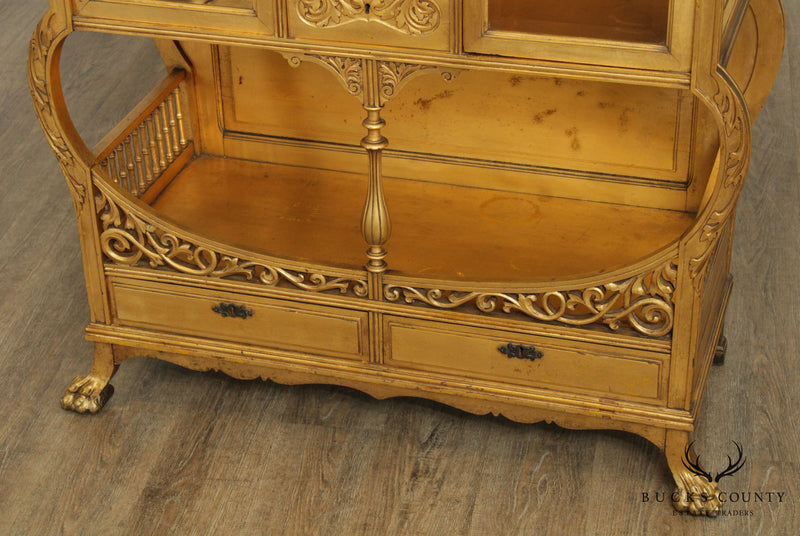 Antique Victorian Giltwood Curio Etagere Cabinet