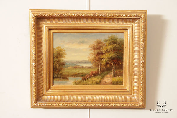 Vintage 20th Century Landscape Oil Painting, Custom Framed
