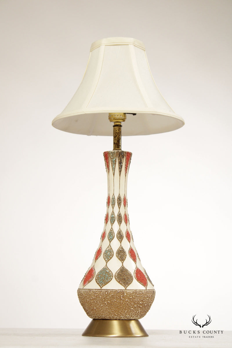 Mid Century Modern Pair of Glazed Ceramic Table Lamps