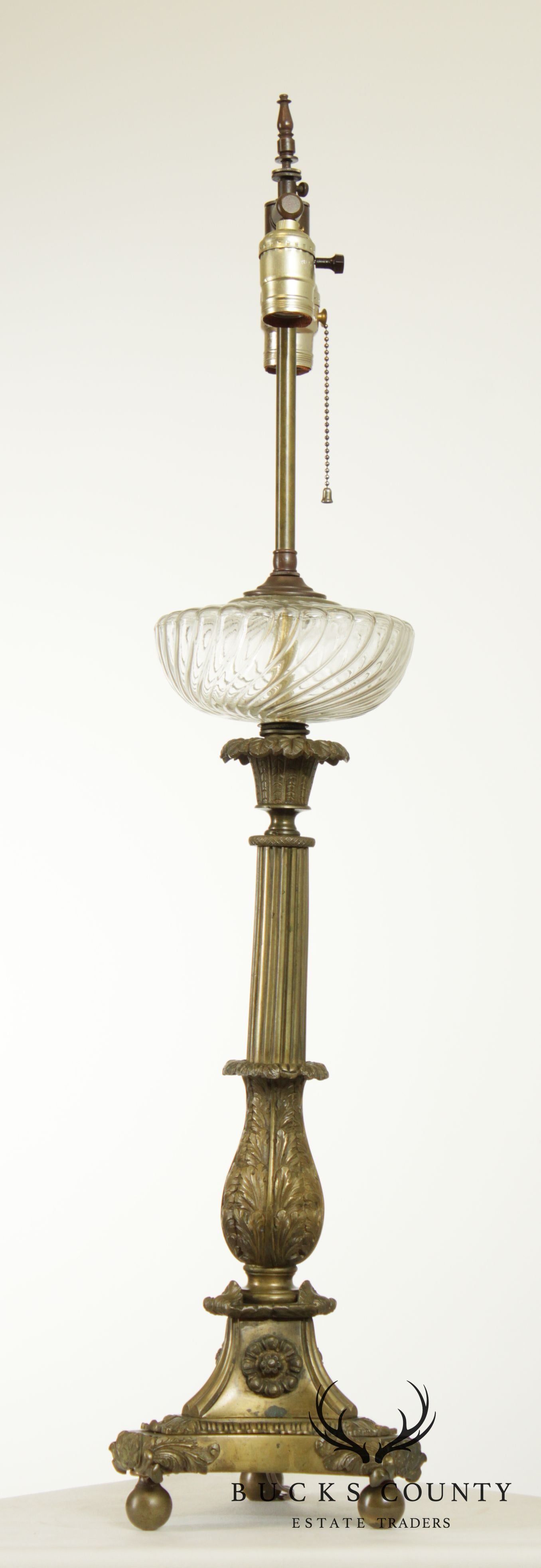 Antique 19th Century French Bronze Astral Table Lamp