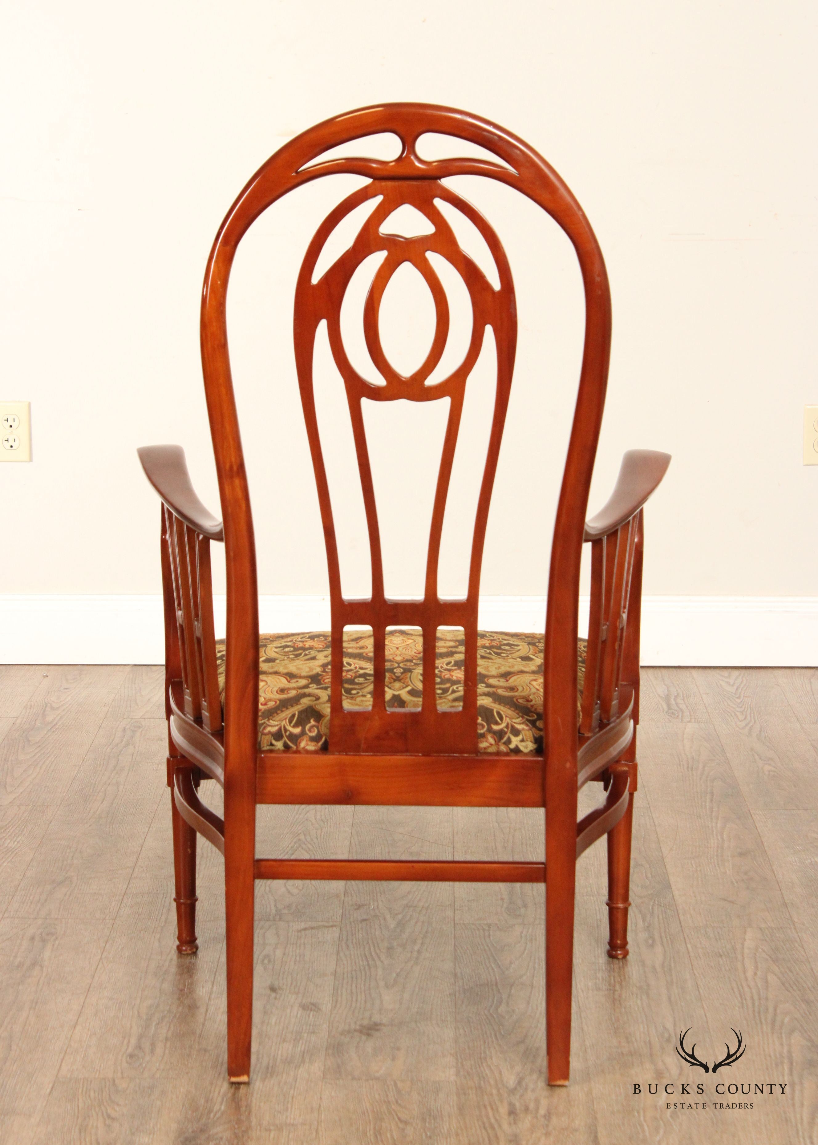 Vintage Pair of Carved High Balloon-Back Dining Armchairs