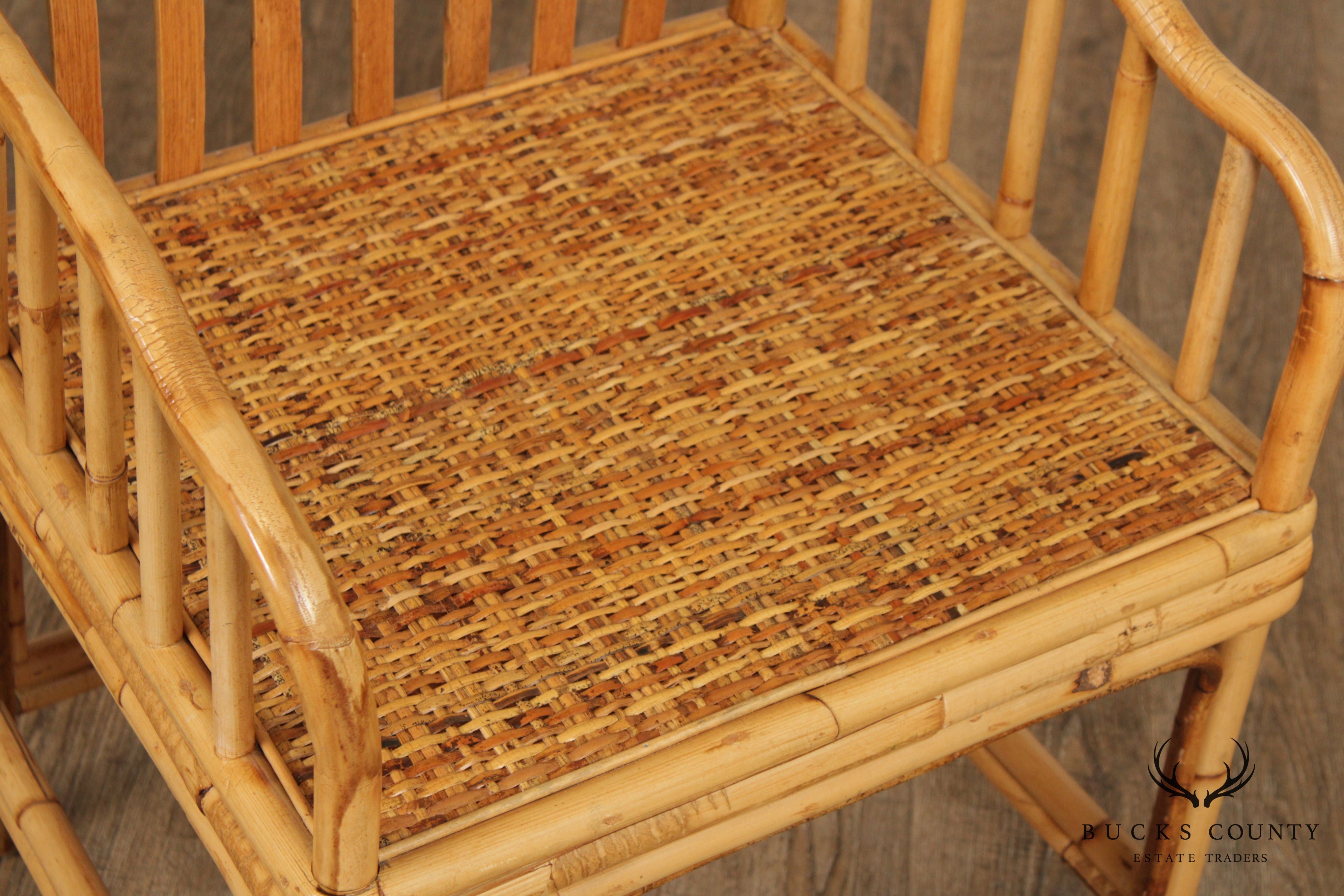 Vintage Pair Bamboo, Rattan Armchairs