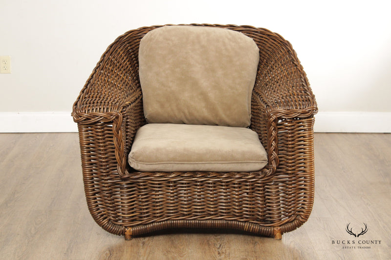 Quality Wicker Club Chair and Ottoman