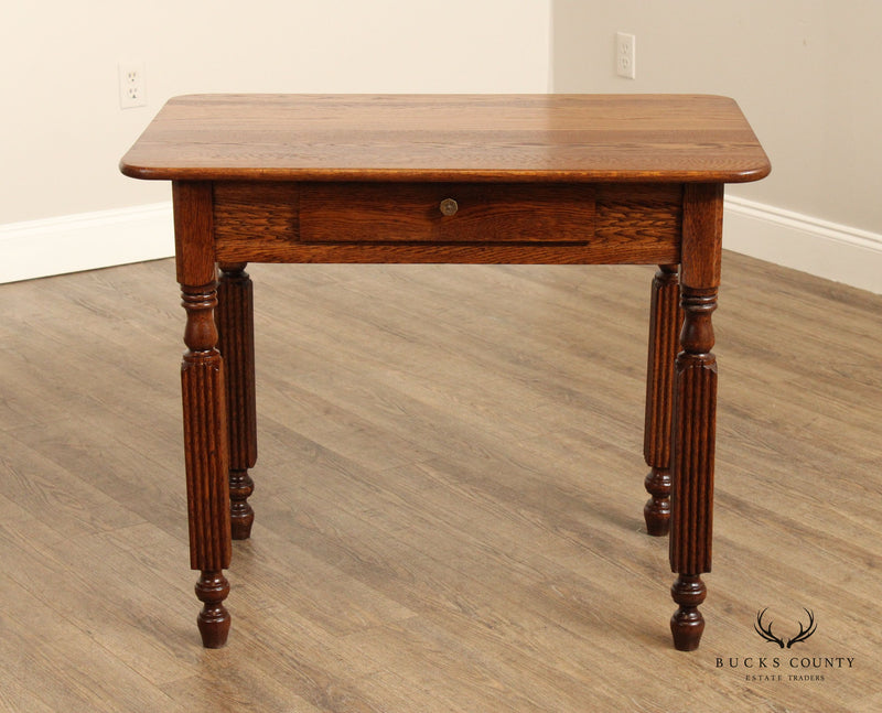 Antique Victorian Oak Writing Desk or Work Table