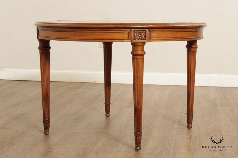 Karges French Louis XVI Style Round Expandable Walnut Dining Table