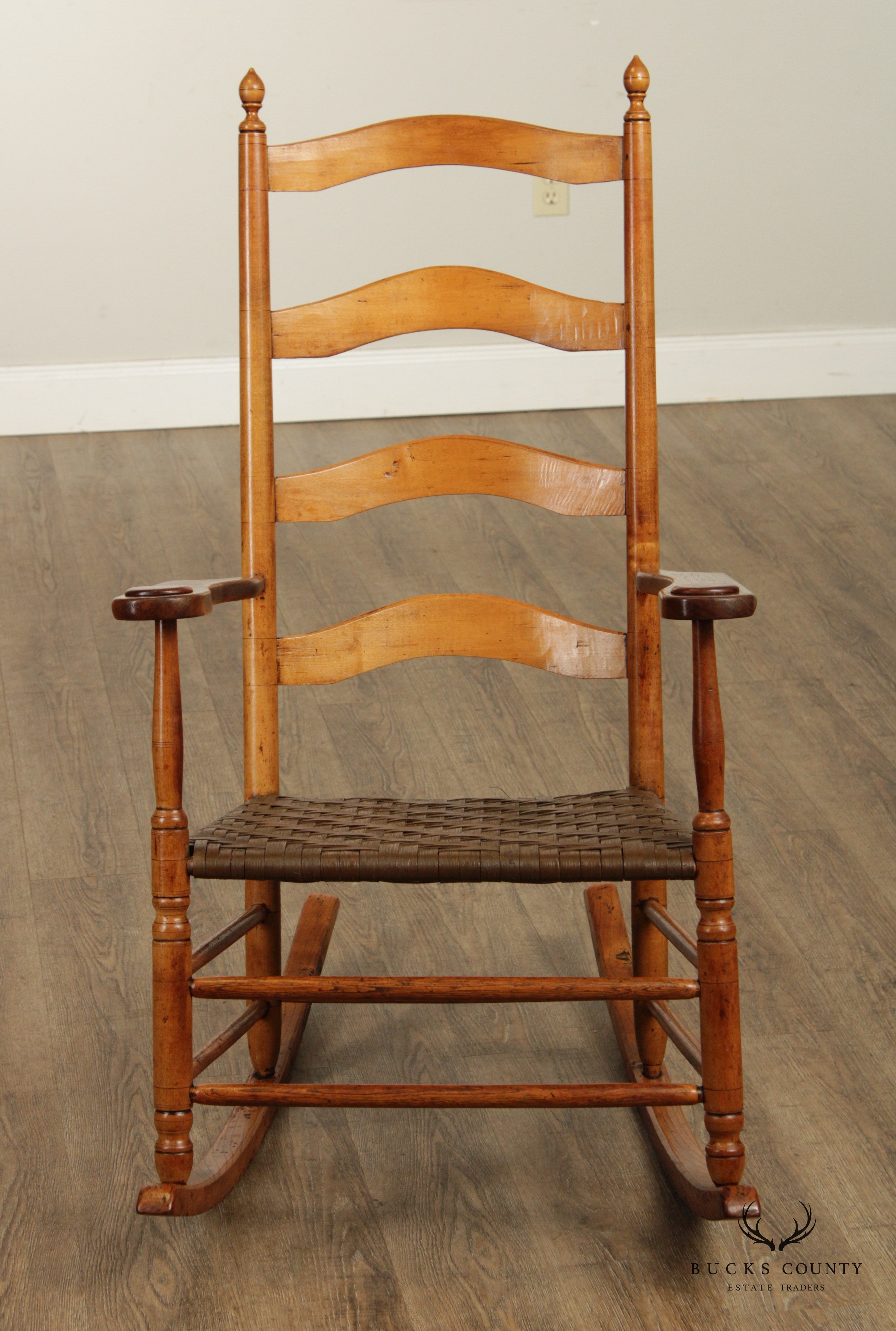 Antique Shaker Style Maple Ladder Back Rocker