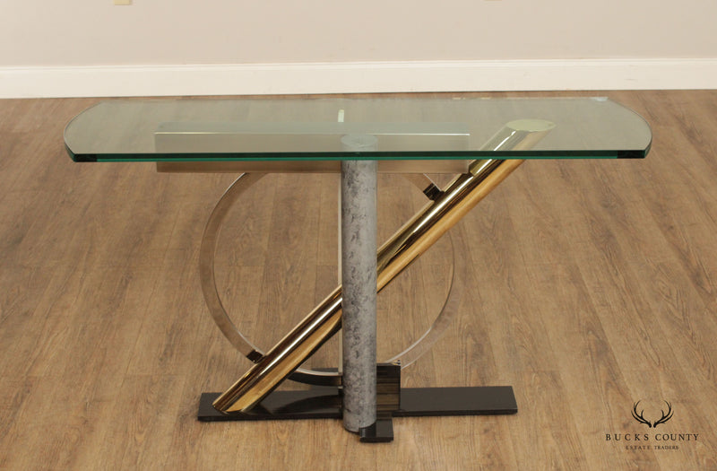 Kaizo Oto For Design Institute of America Post Modern Mixed Metal Console Table