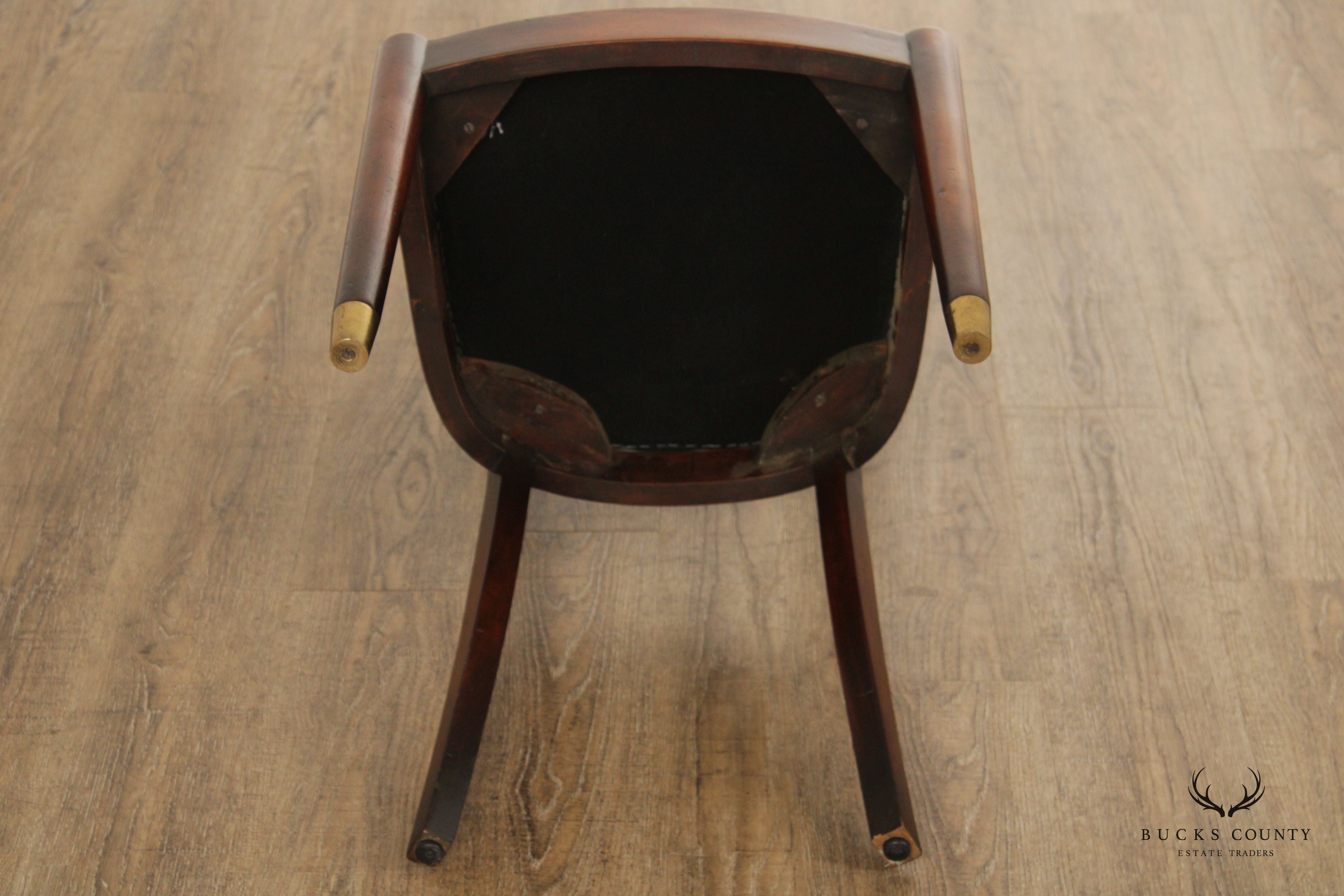 Regency Style Wood and Leather Side Chair