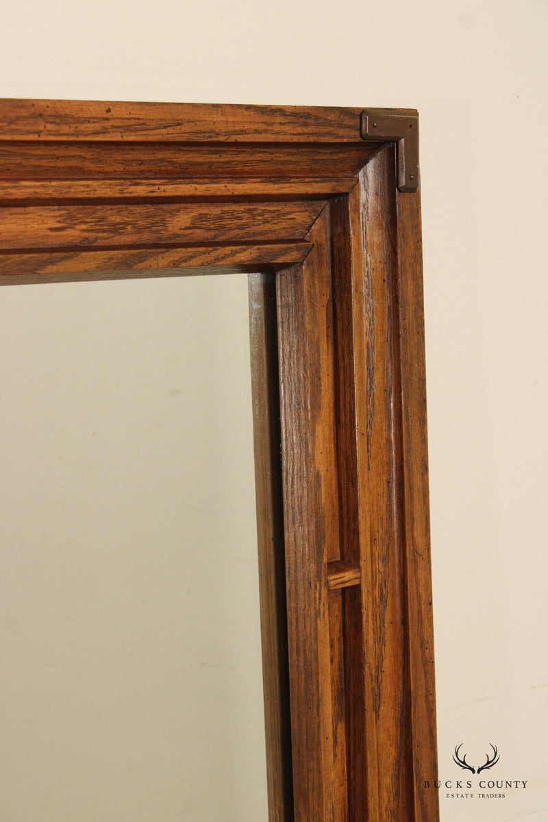 Campaign Style Vintage Oak Frame Wall Mirror