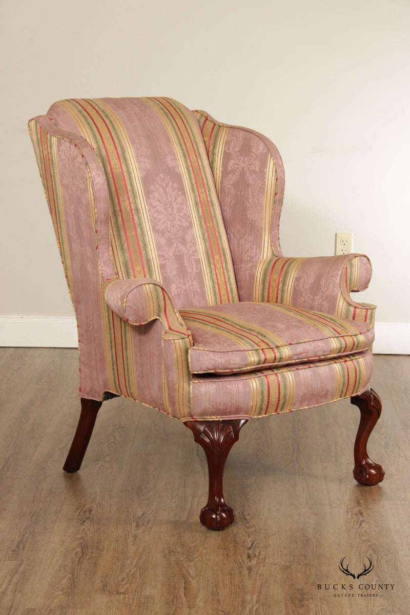 Kindel Winterthur Collection Chippendale Style Mahogany Wingback Chair