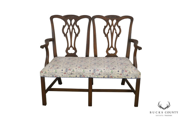 Kittinger Chippendale Style Mahogany Double Back Settee A
