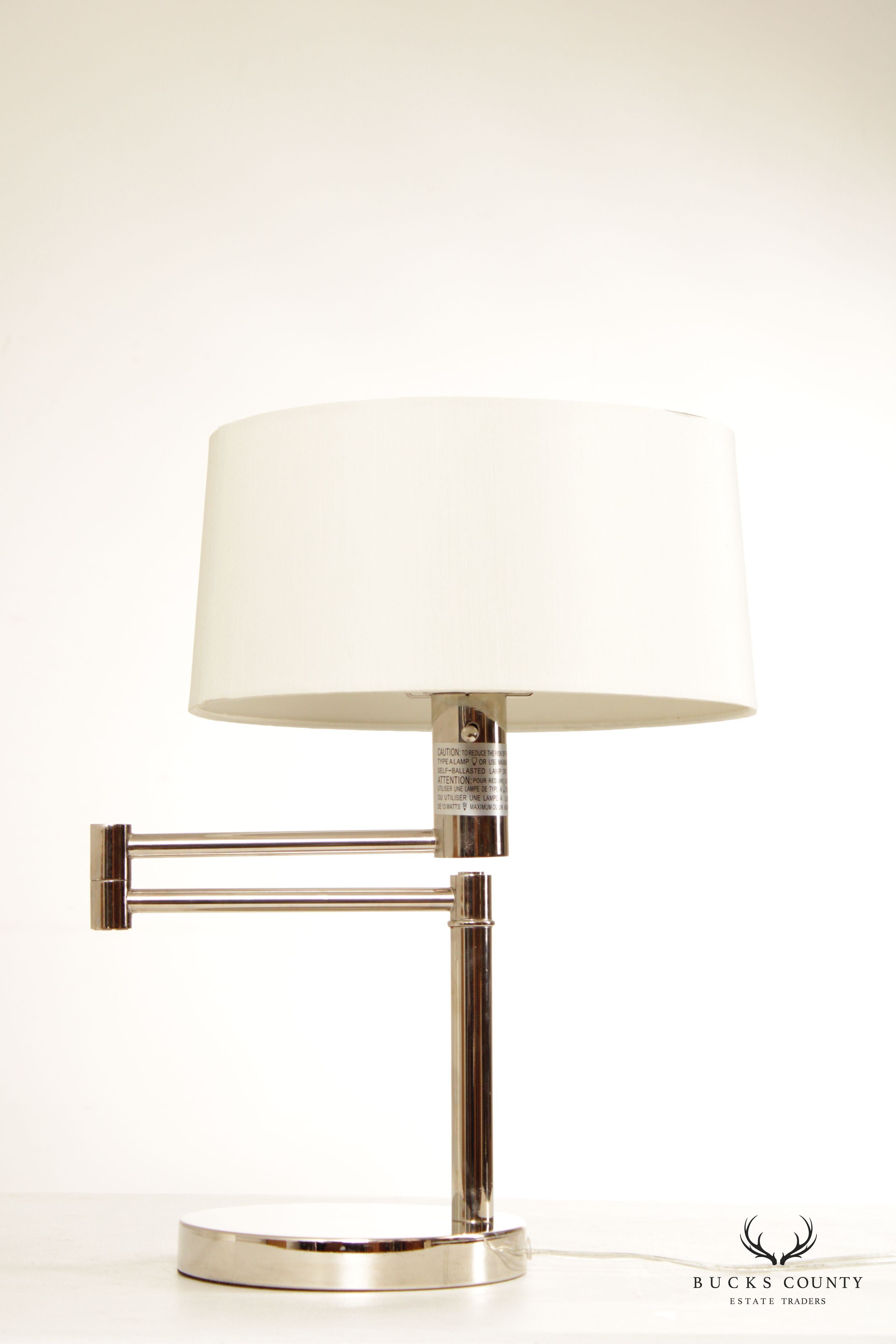 Ralph Lauren Modern Pair of Chrome Swing Arm Table Lamps