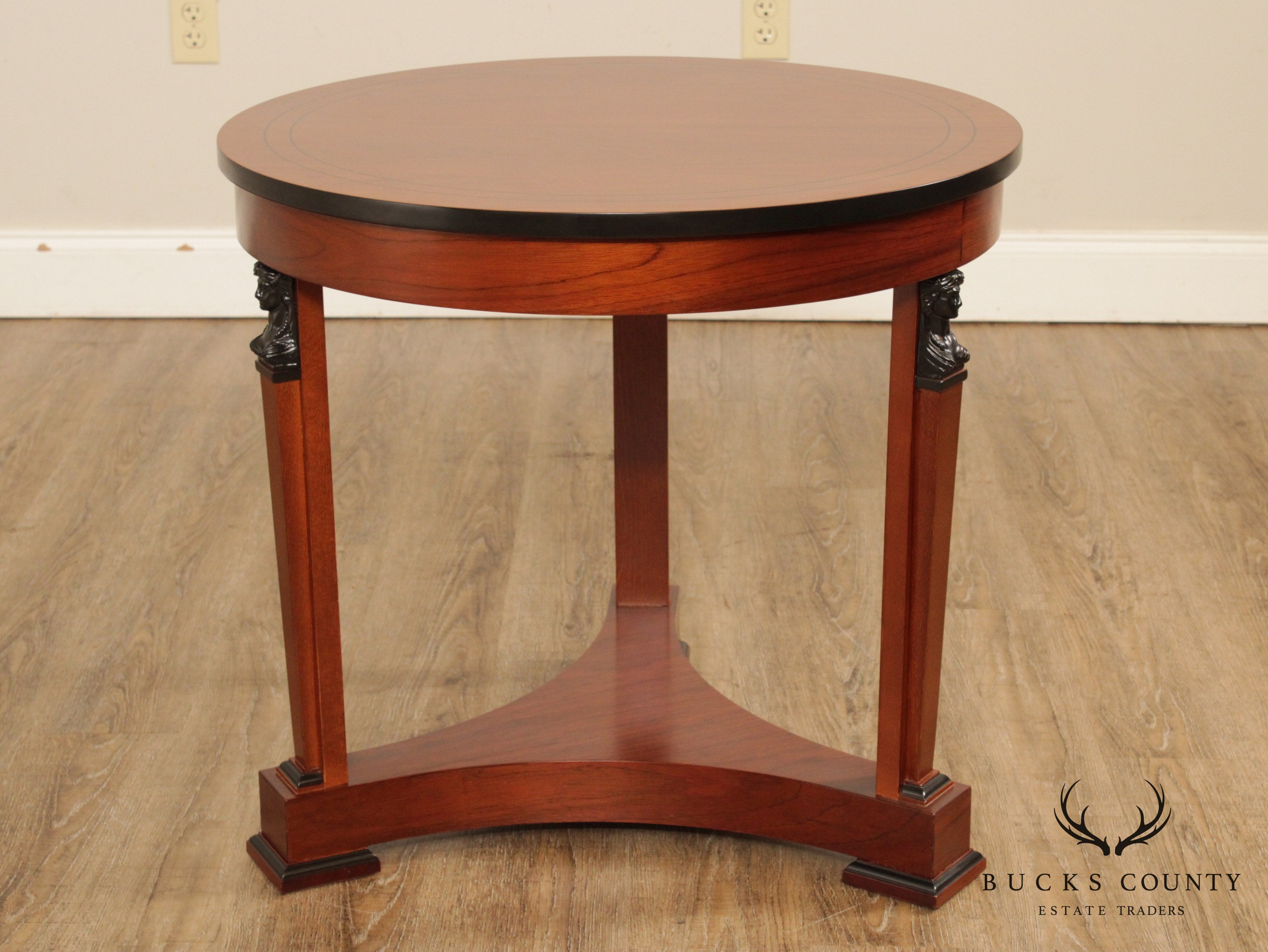 French Empire Style Walnut Round Side Table